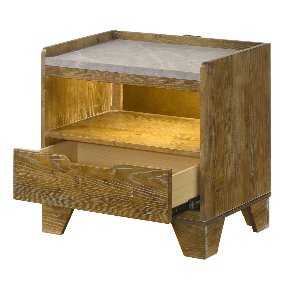 Garcia - Nightstand With LED - Light Brown, light brown, view 5