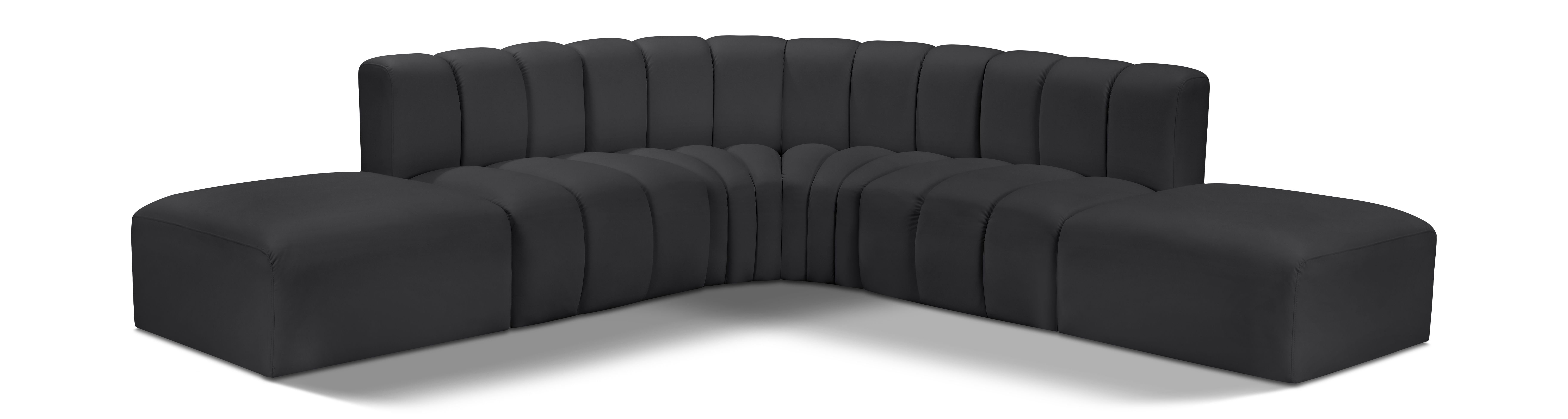 Arc - Faux Leather 6 Piece Corner Modular Sofa - Black