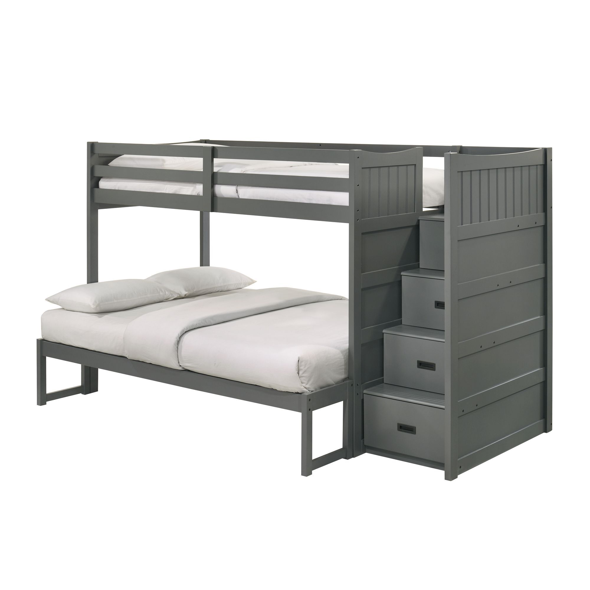Sami - Twin Over Full Step Bunk With Right Headboard - Gray