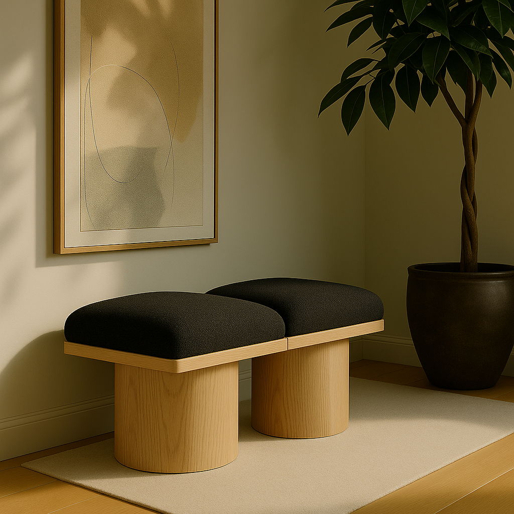 Pavilion - 31" 2 Piece Modular Bench With Natural Base - Black