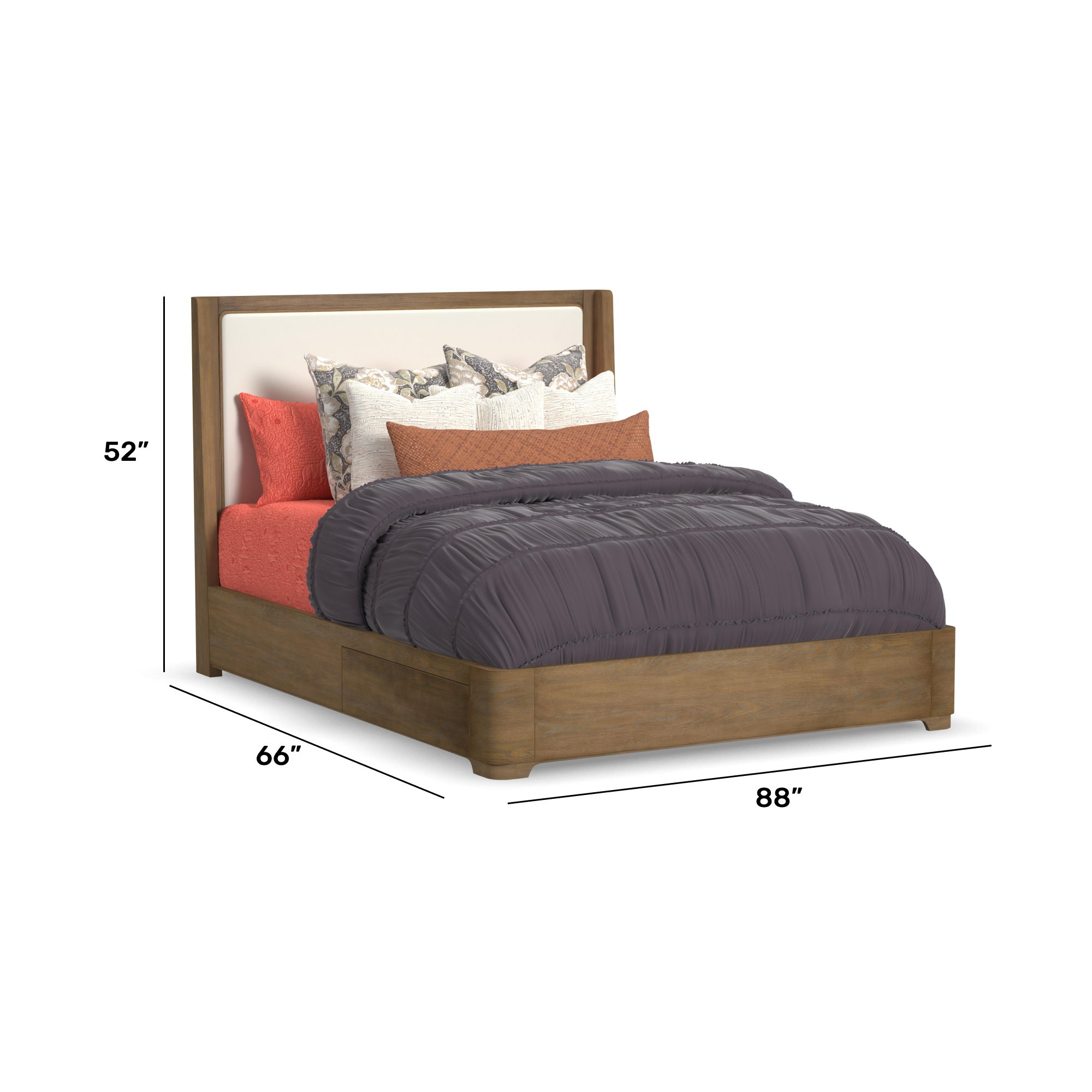 Normandy - Queen Upholstered Storage Bed - Light Brown, light brown, view 5