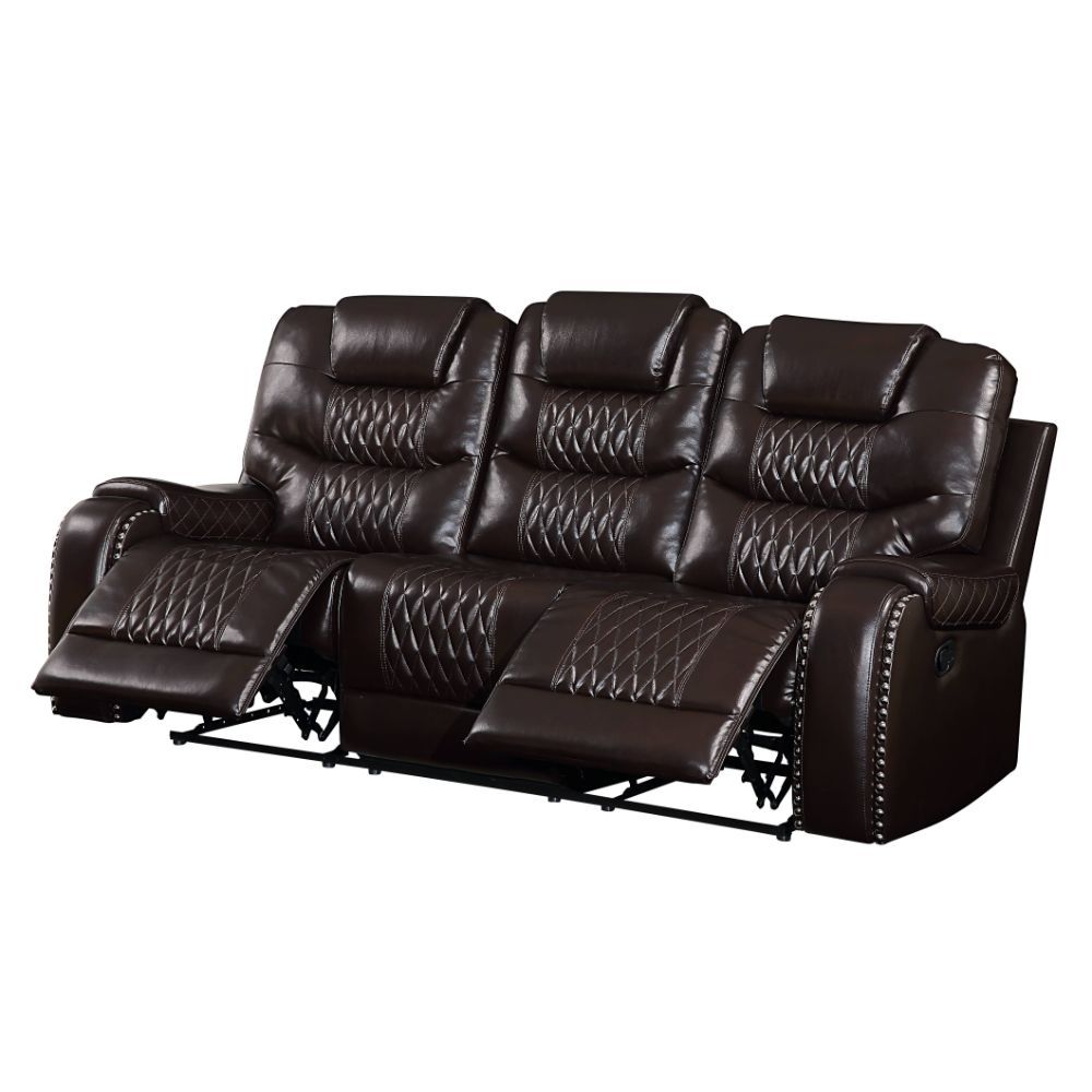 Braylon - Motion Sofa - Brown Synthetic Leather, dark brown, view 4