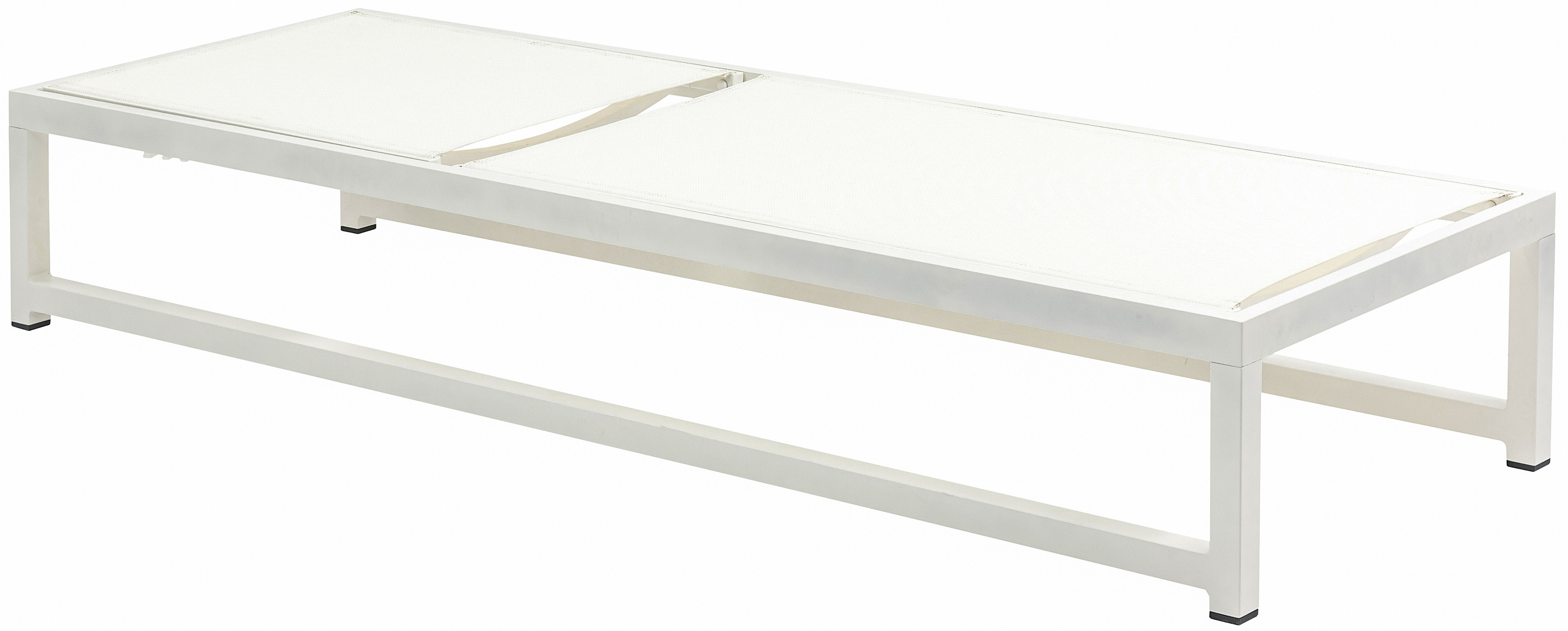 Maldives - Mesh Water Resistant Outdoor Patio Adjustable Sun Chaise Lounge Chair With White Base - Cream
