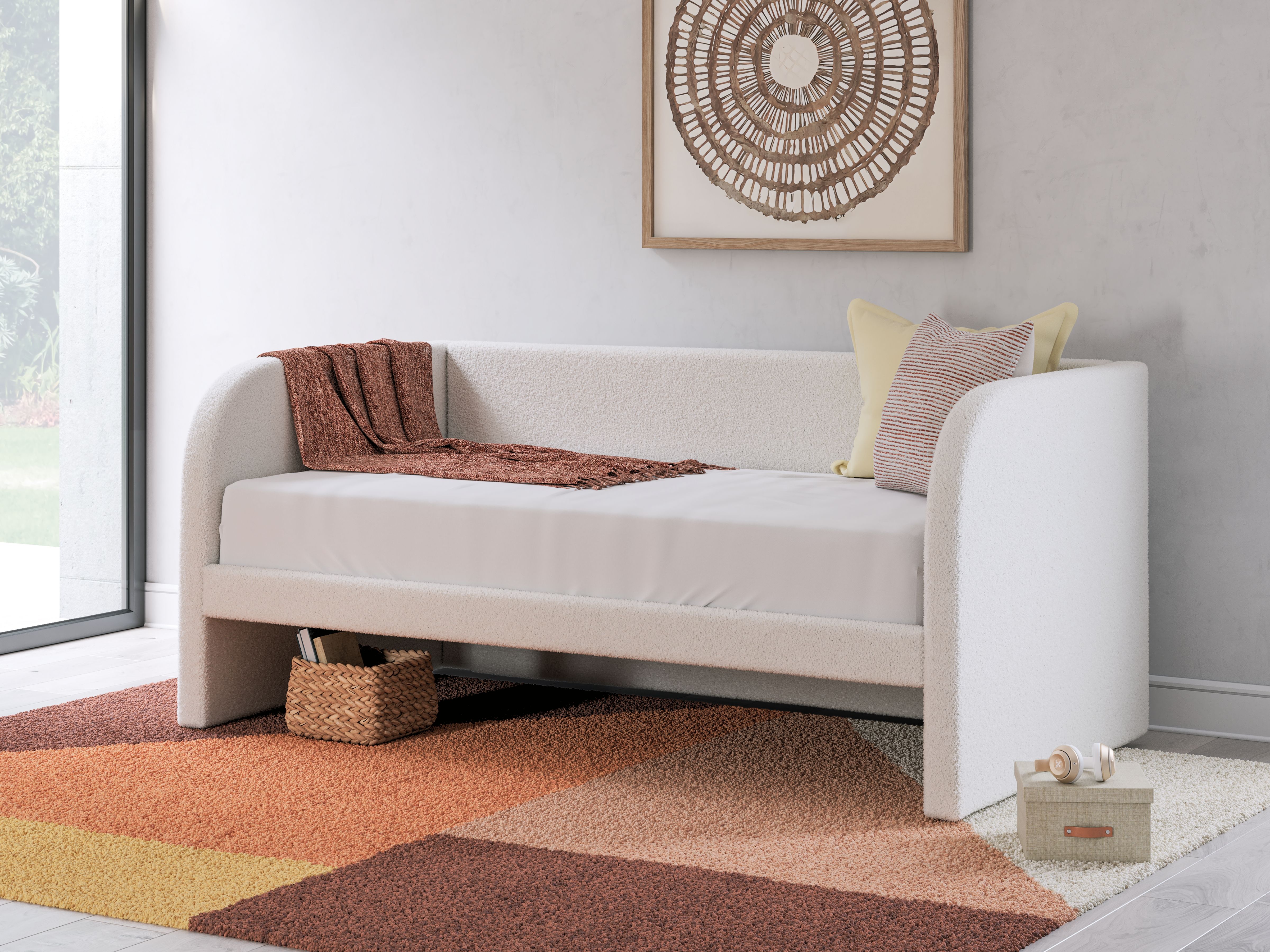 Ashley Furniture Arloster - Twin Upholstered Day Bed - Tan / White - Image 3
