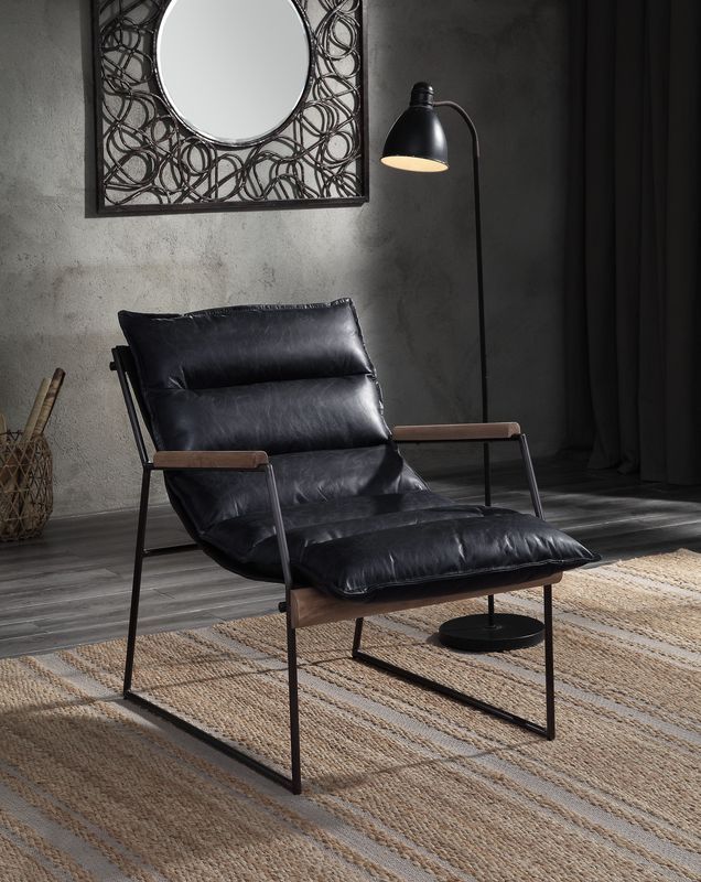Luberzo - Accent Chair - Distress Espresso Top Grain Leather & Matt Iron, black, view 8