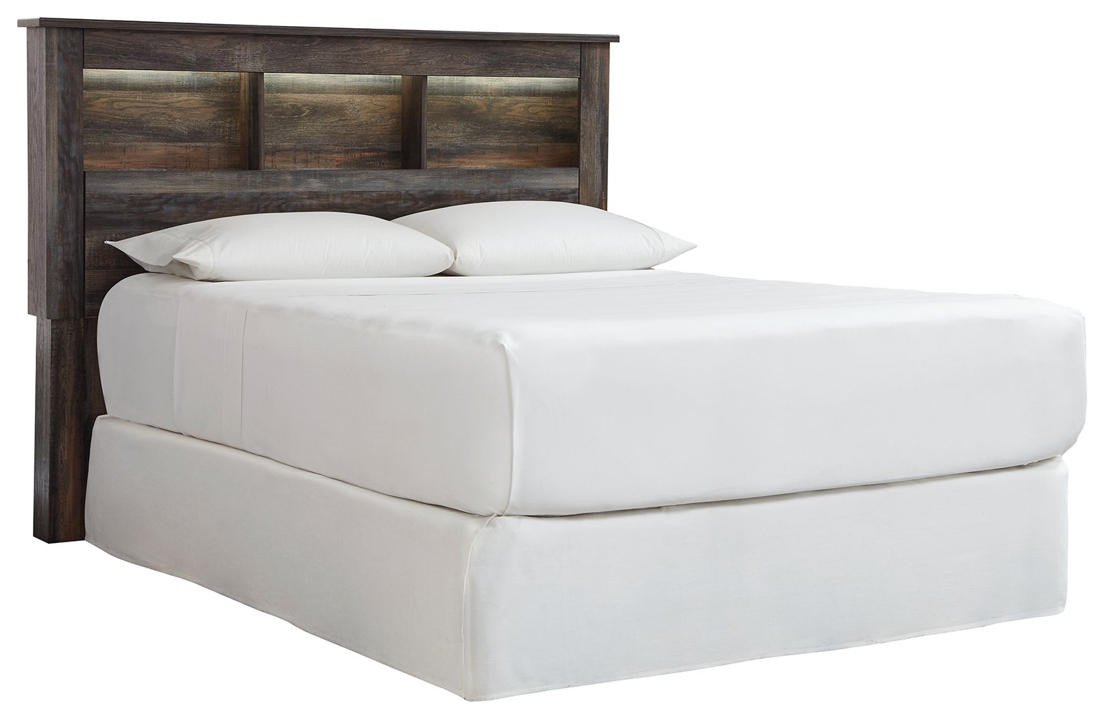 Drystan – Queen Bookcase Headboard – Brown / Beige
