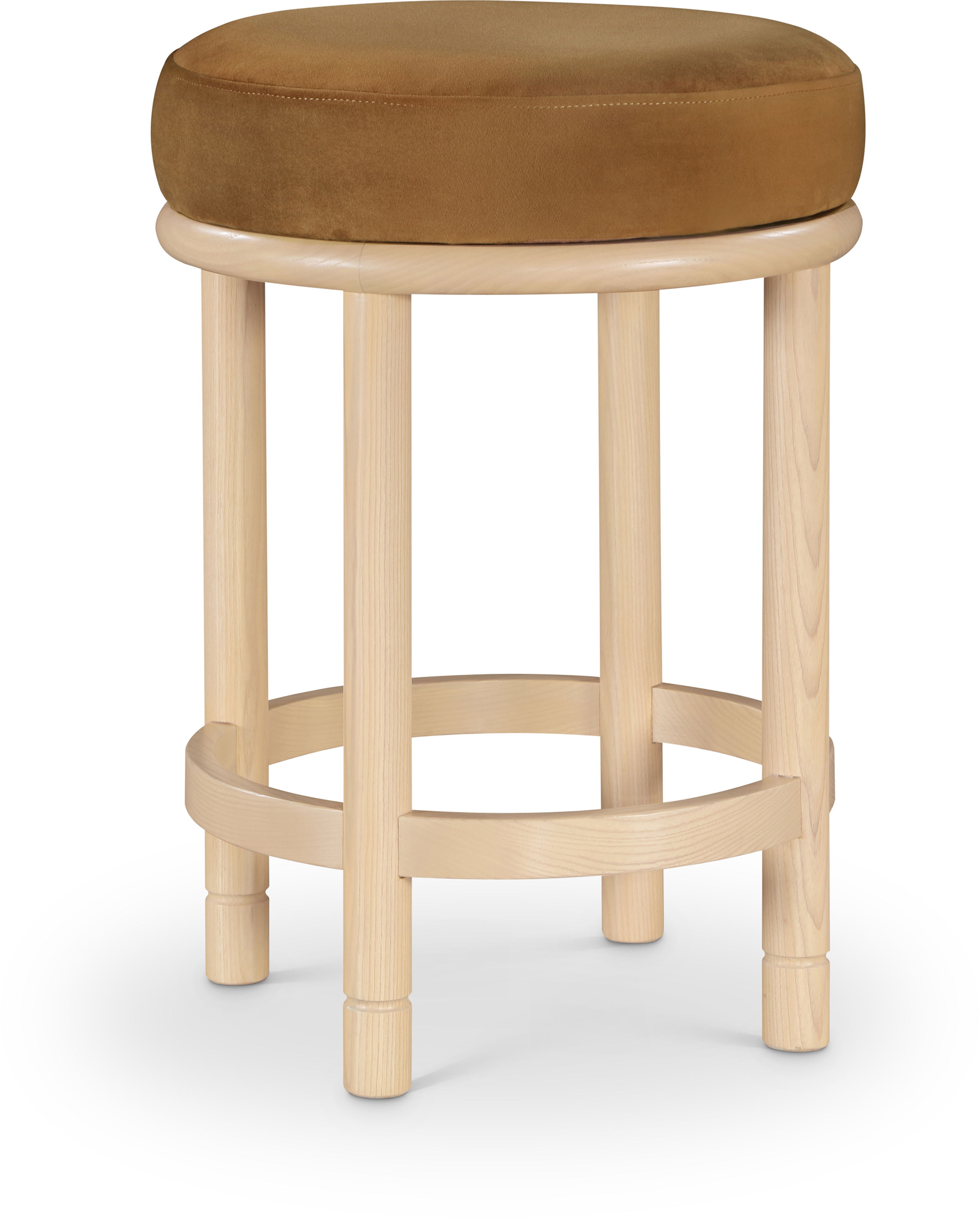 Monette - Counter Stool With Natural Base - Saddle
