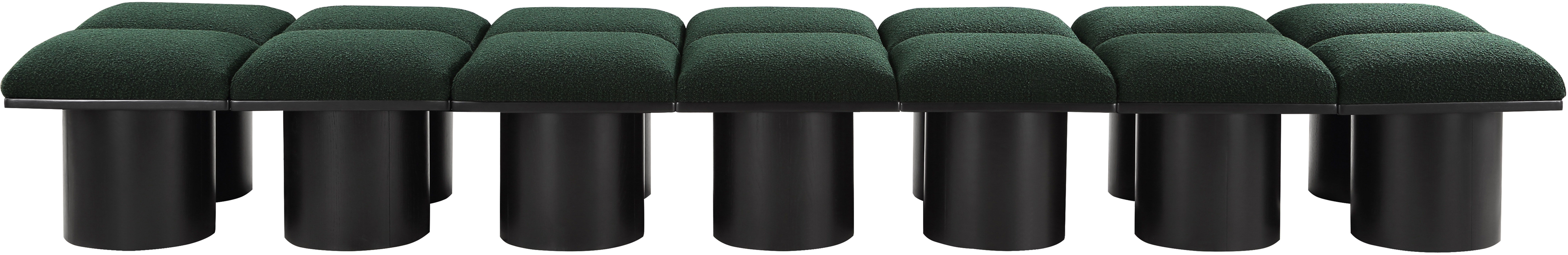 Pavilion - 126" 14 Piece Modular Bench With Black Base - Green