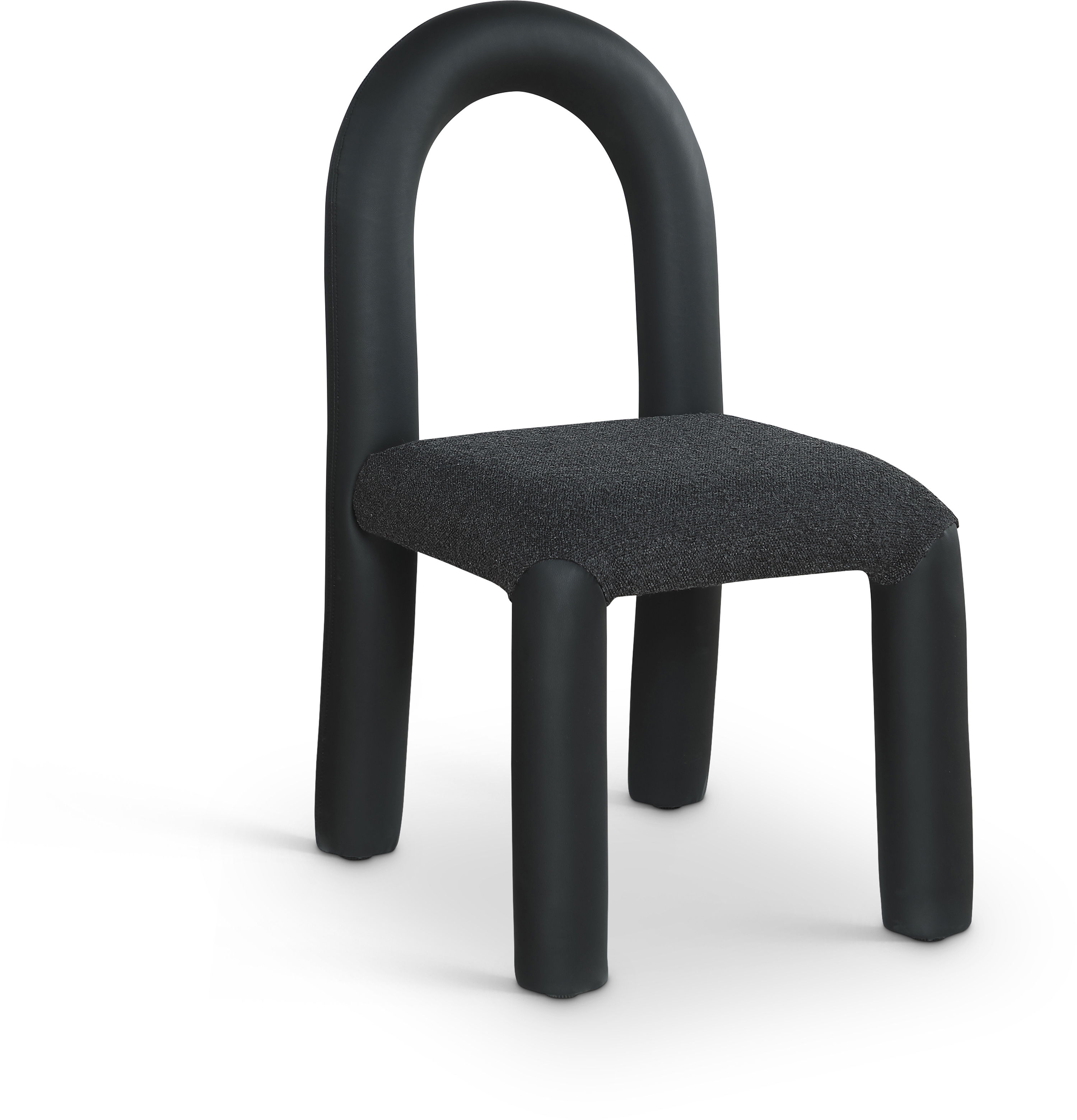 Amari - Vegan Leather and Boucle Fabric Dining Chair (Set of 2) - Black