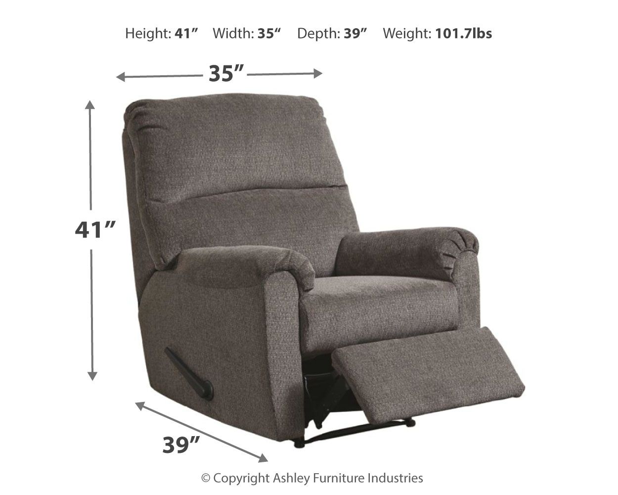 Ashley Furniture Nerviano - Zero Wall Recliner - Gray - Image 4