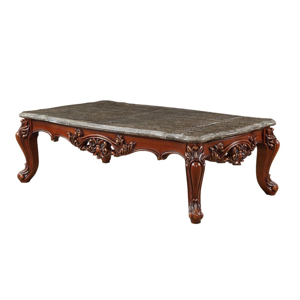 Eustoma - Coffee Table - Marble Top & Walnut, dark brown
