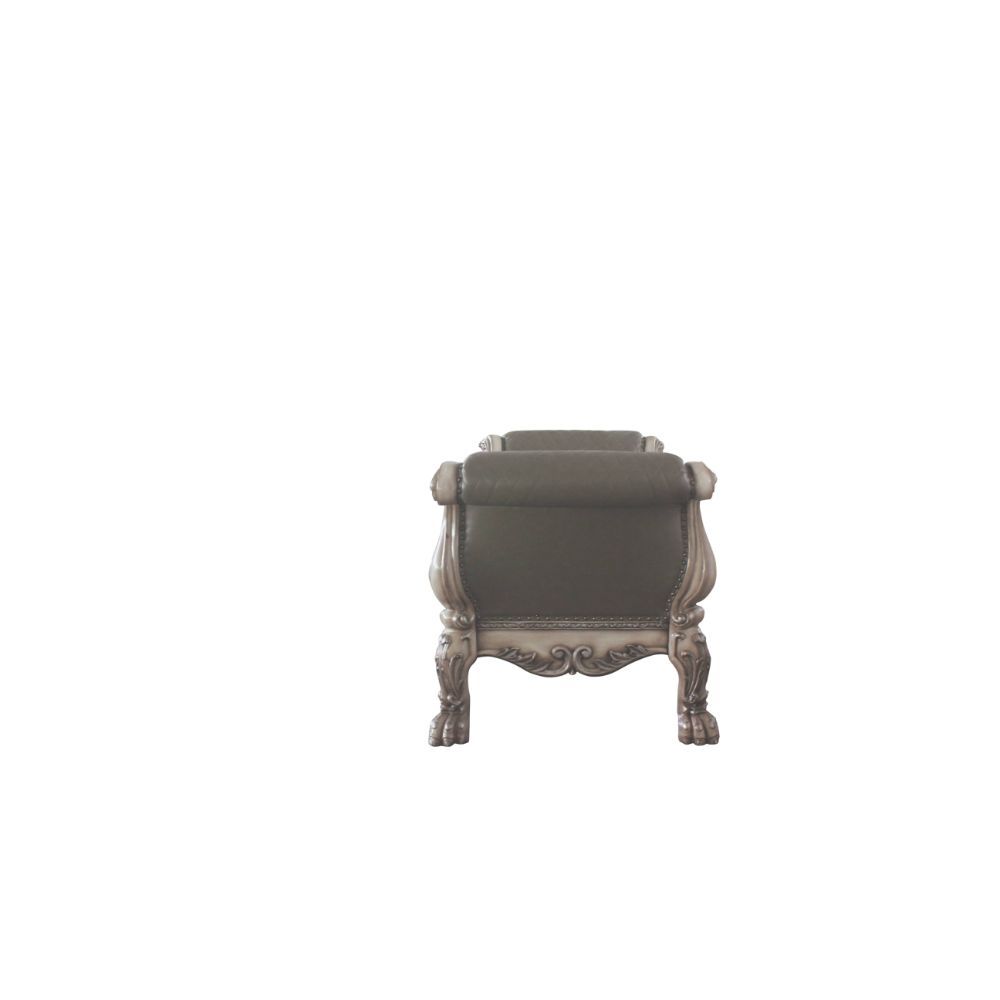 Dresden - Bench - Synthetic Leather & Vintage Bone White, silver, view 6