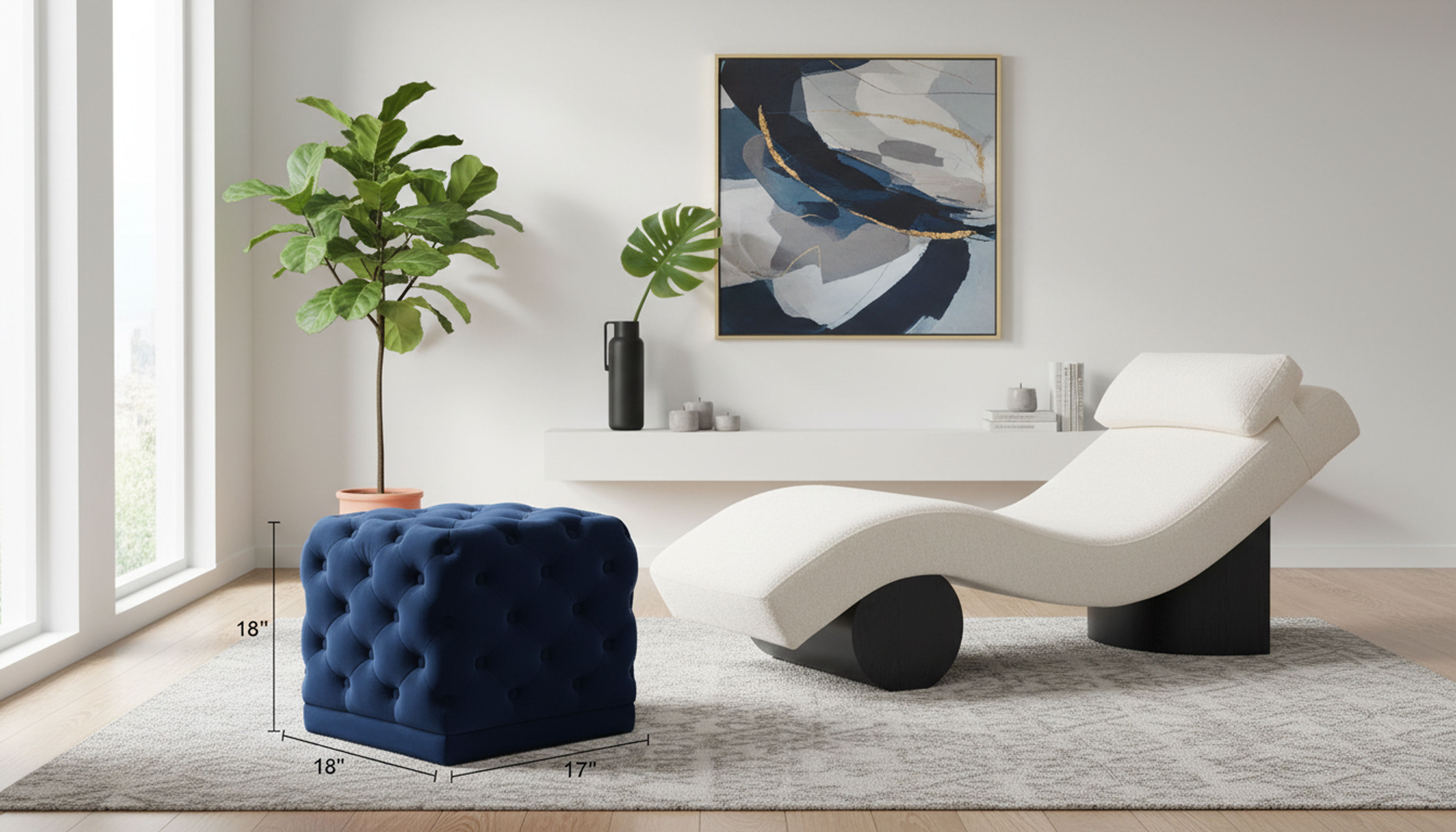Stella - Ottoman / Stool - Navy