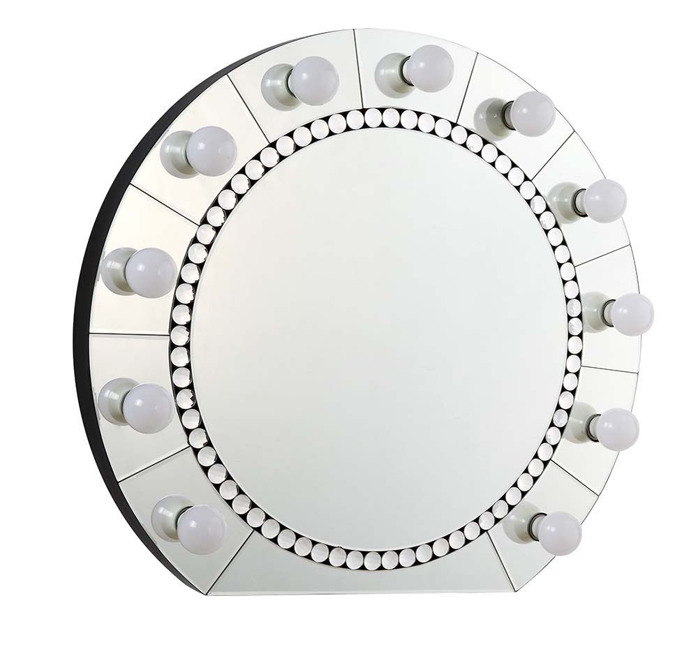 Farai - 29" Accent Mirror - Mirrored & Faux Crystal Diamonds, silver, view 2