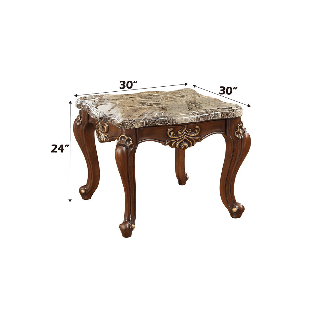 Shalisa - End Table - Marble Top & Walnut, dark brown, view 3