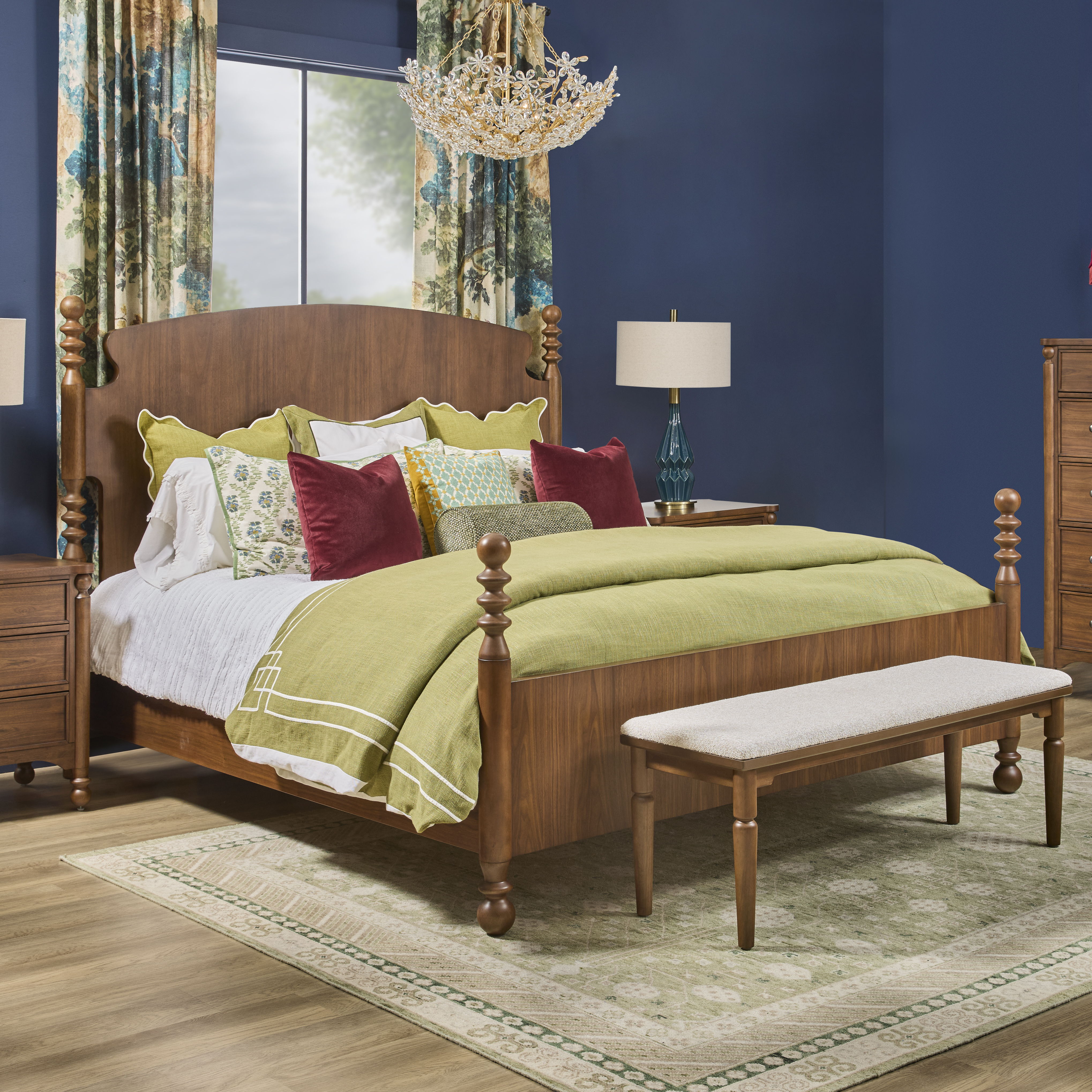 Azalea - Queen Panel Bed - Walnut, dark brown, view 2