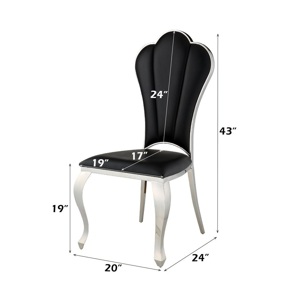 Cyrene - 43" Side Chair (Set of 2) - Black Synthetic Leather, black, view 8