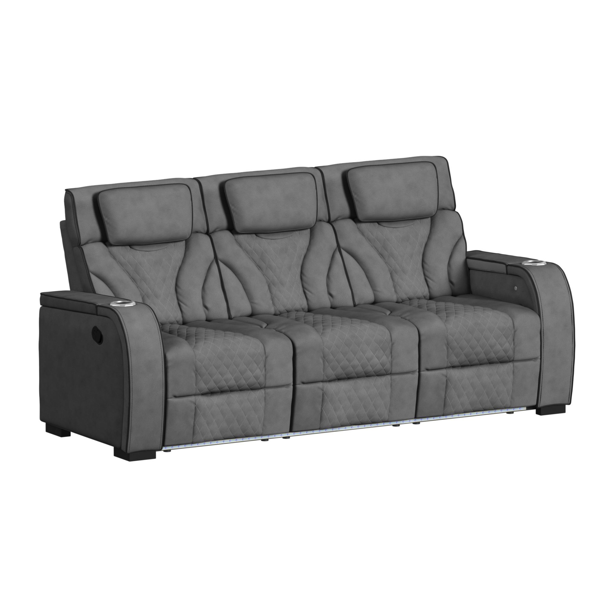 Blitz - 2 Piece Living Room Set (Sofa & Loveseat) - Simba Slate And Black Welt
