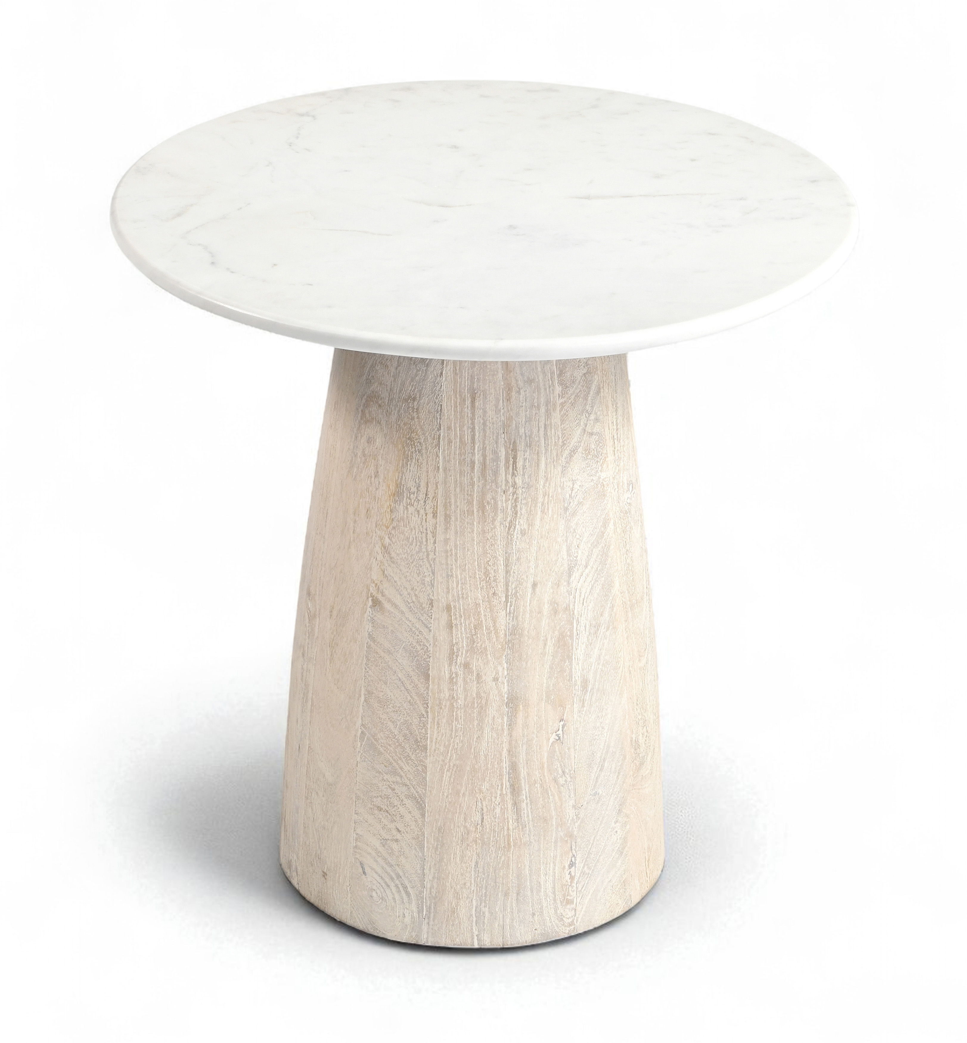 Liona - Marble And Mango Wood End Table - White