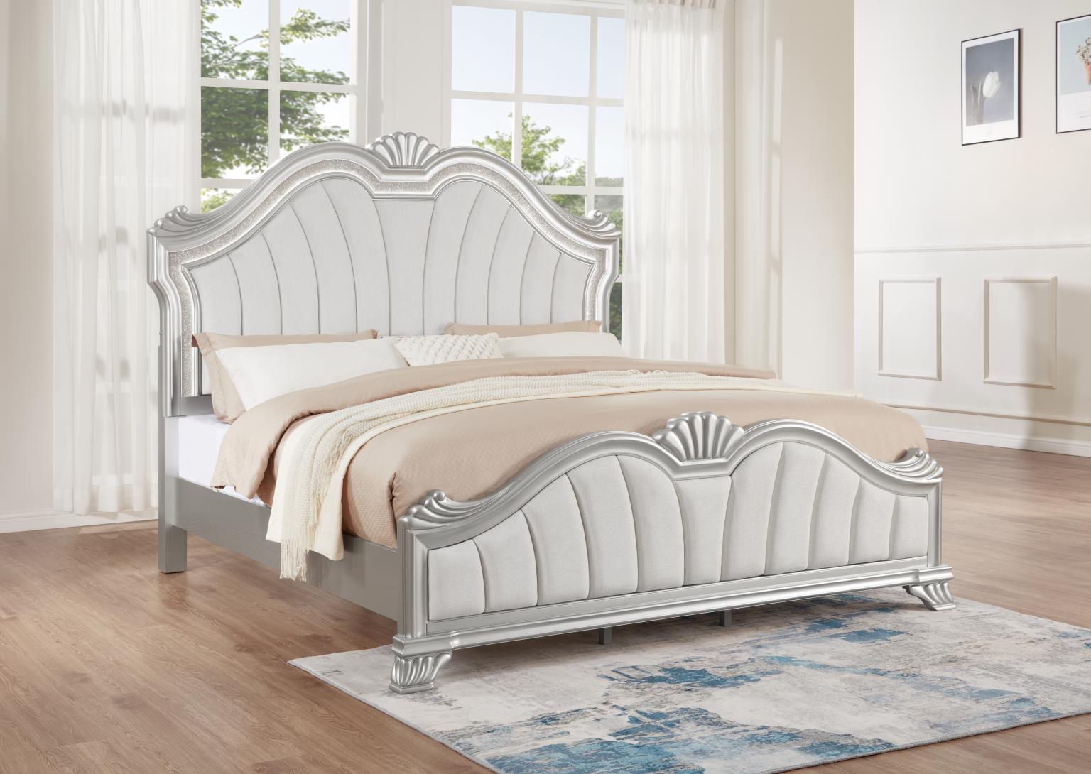 B076 - King Bed - Pearl Silver