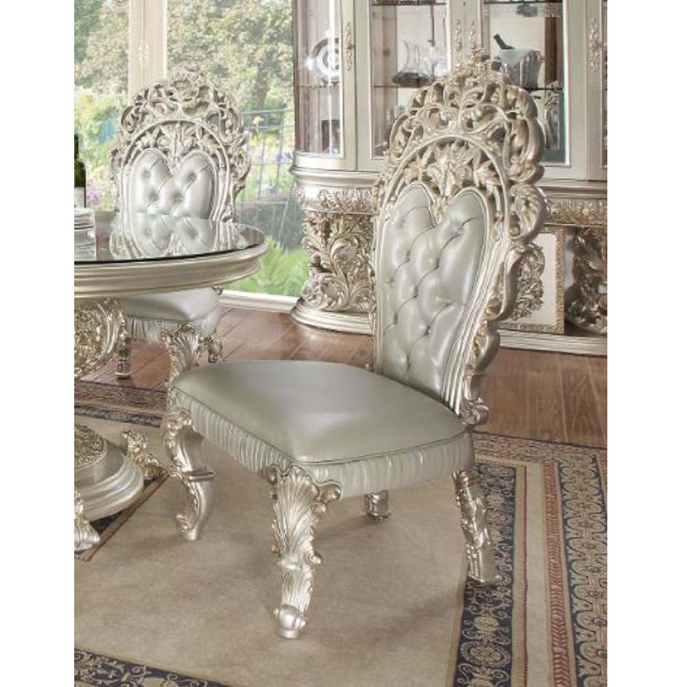 Sandoval - Side Chair (Set of 2) - Beige Synthetic Leather & Champagne, beige, view 2