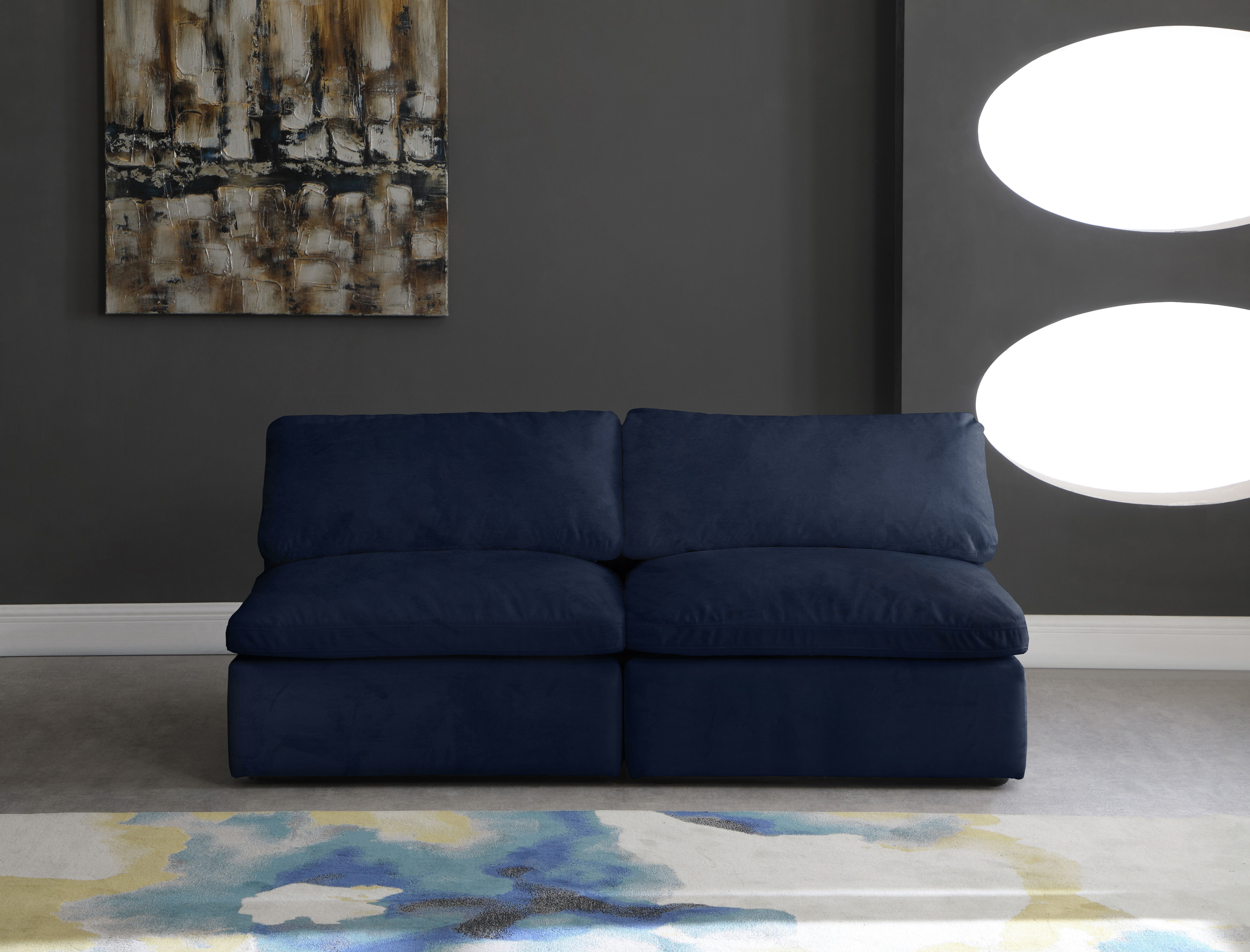 Cozy - 2 Piece Modular Armless Sofa - Navy