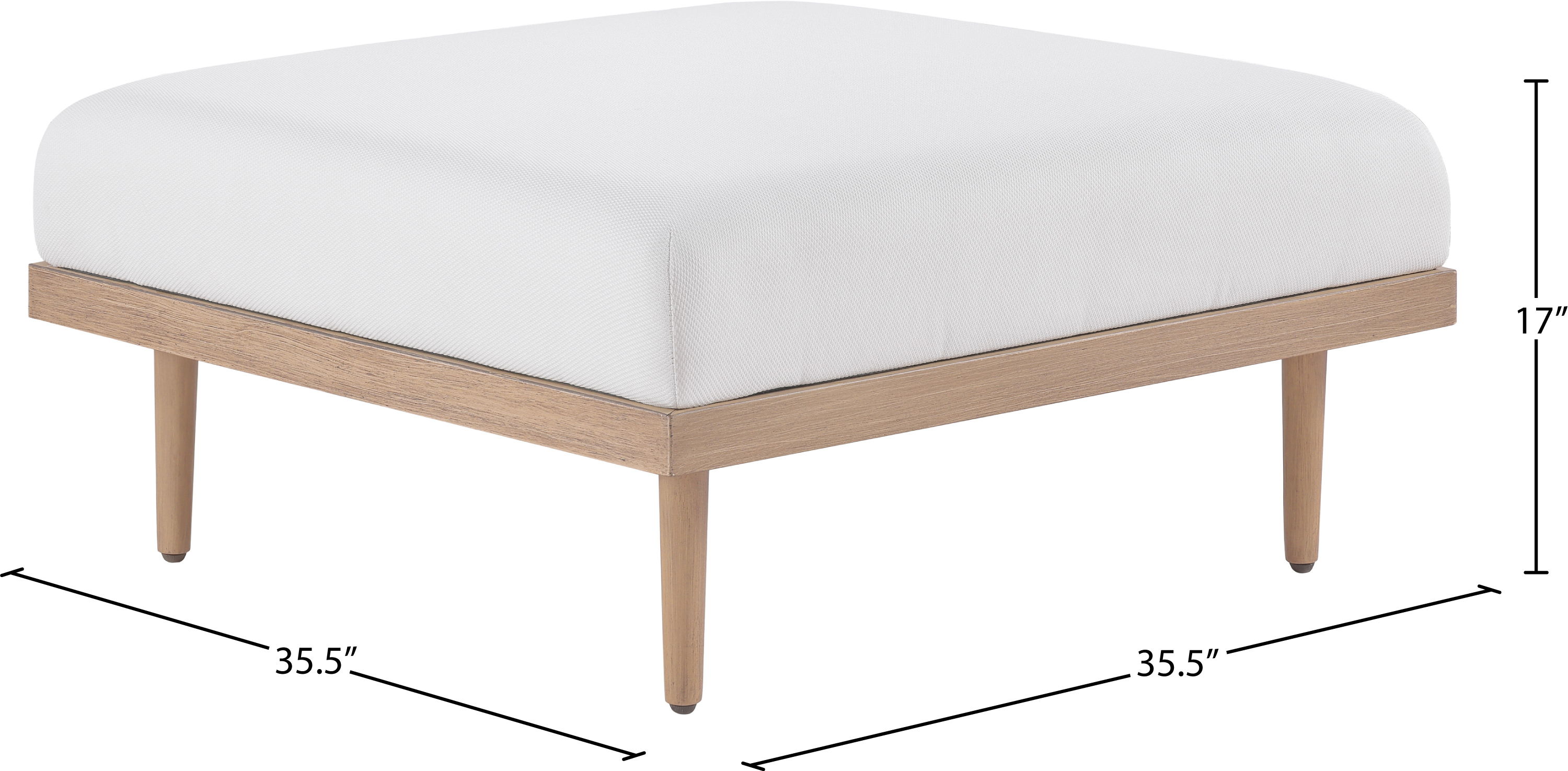 Laguna - Resilient Water Resistant Fabric Upholstered Outdoor Patio Ottoman - Cream