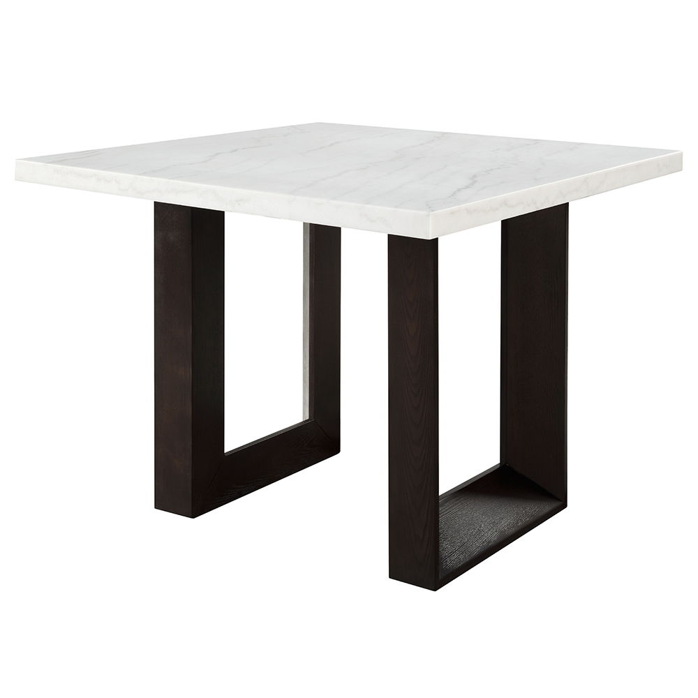 Edwyn - Counter Height Table - White Natural Marble Top & Espresso, dark brown