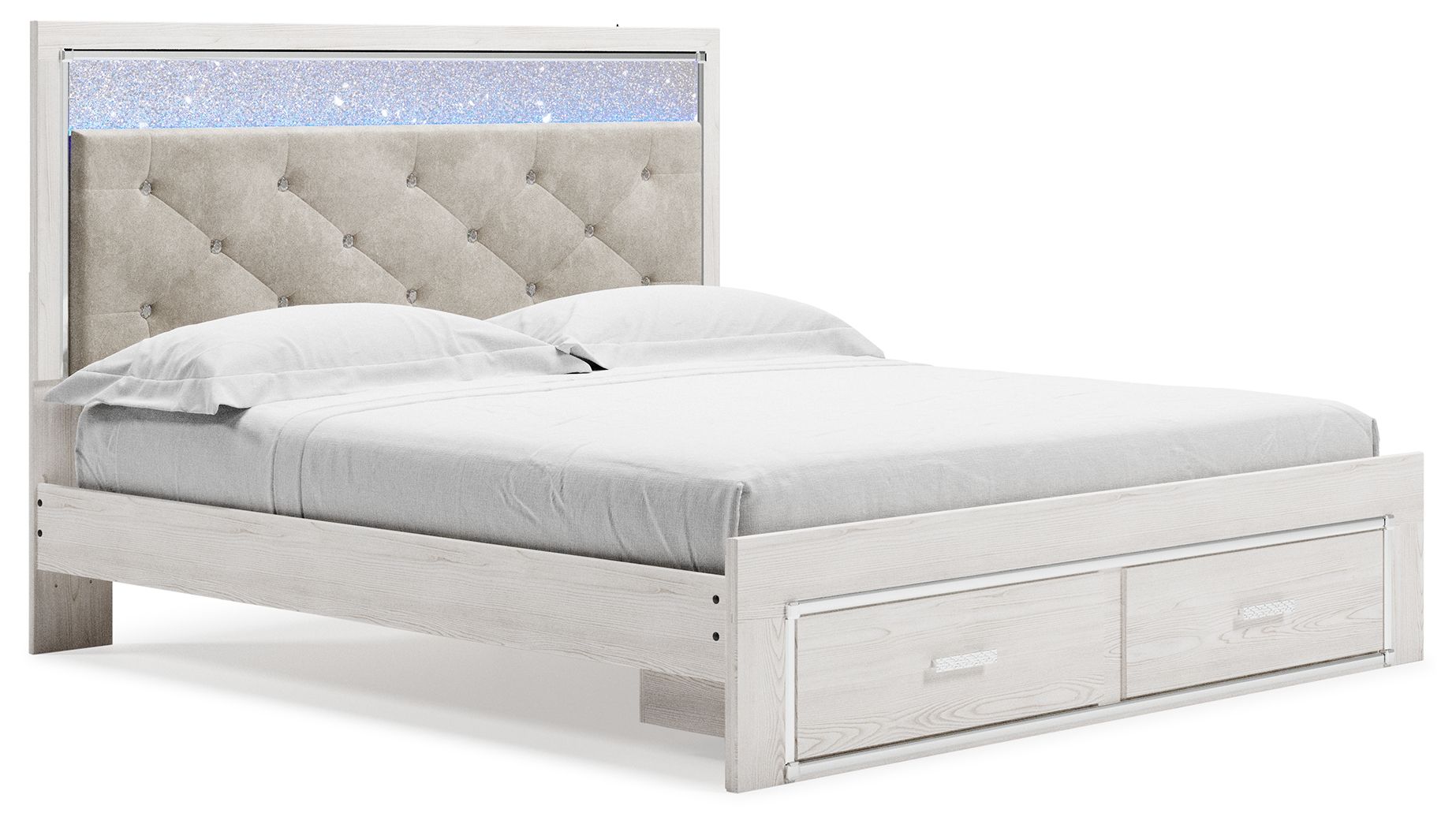Ashley Furniture Altyra - King Upholstered Storage Bed - 9 Pc. - Dresser, Mirror, Chest, King Bed, 2 Nightstands - White - Image 5