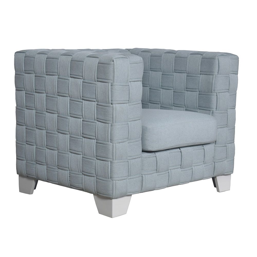 Saree - Chair - Light Teal Chenille & White, light blue
