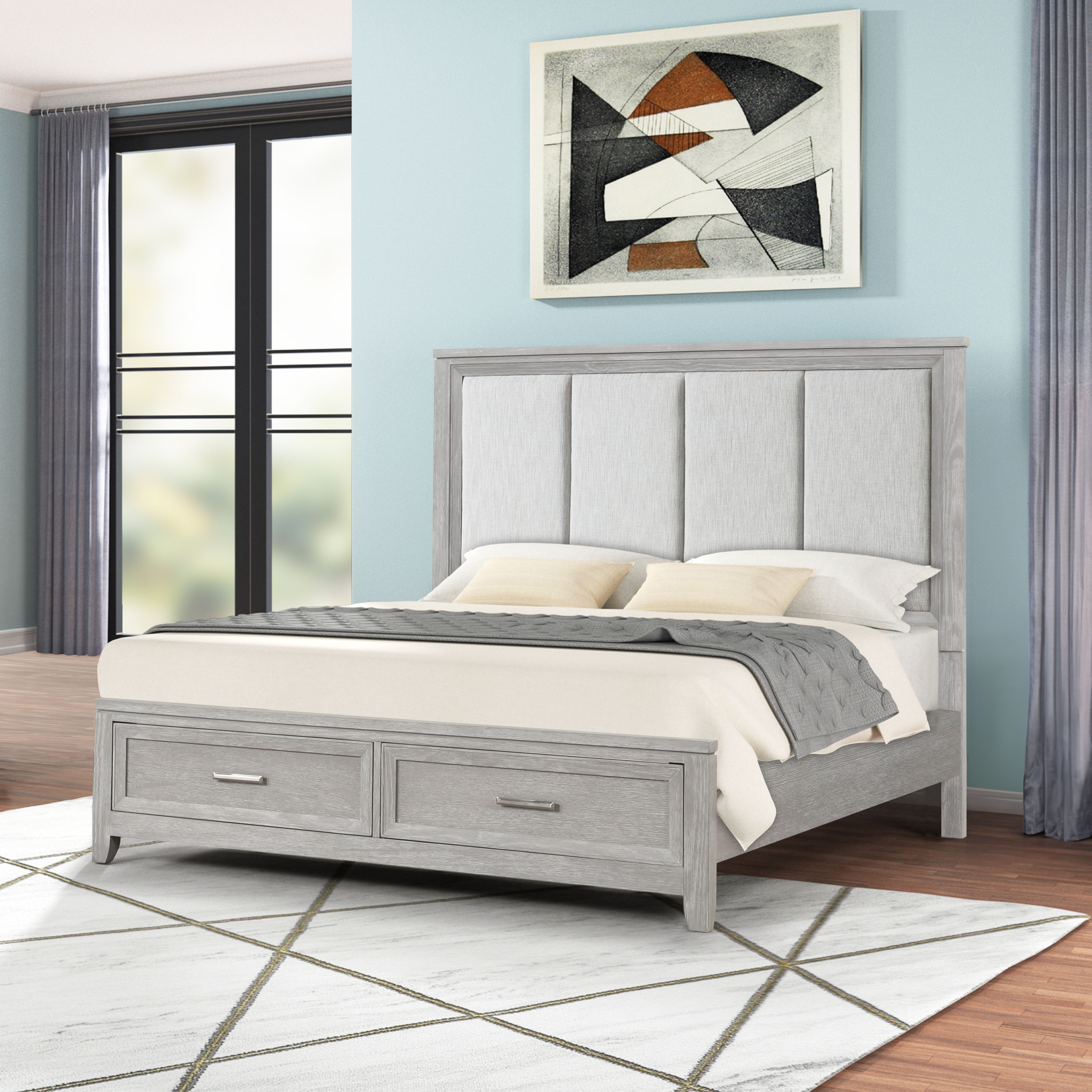 Fiona - 6/0 California King Bed - Mist Gray, light gray