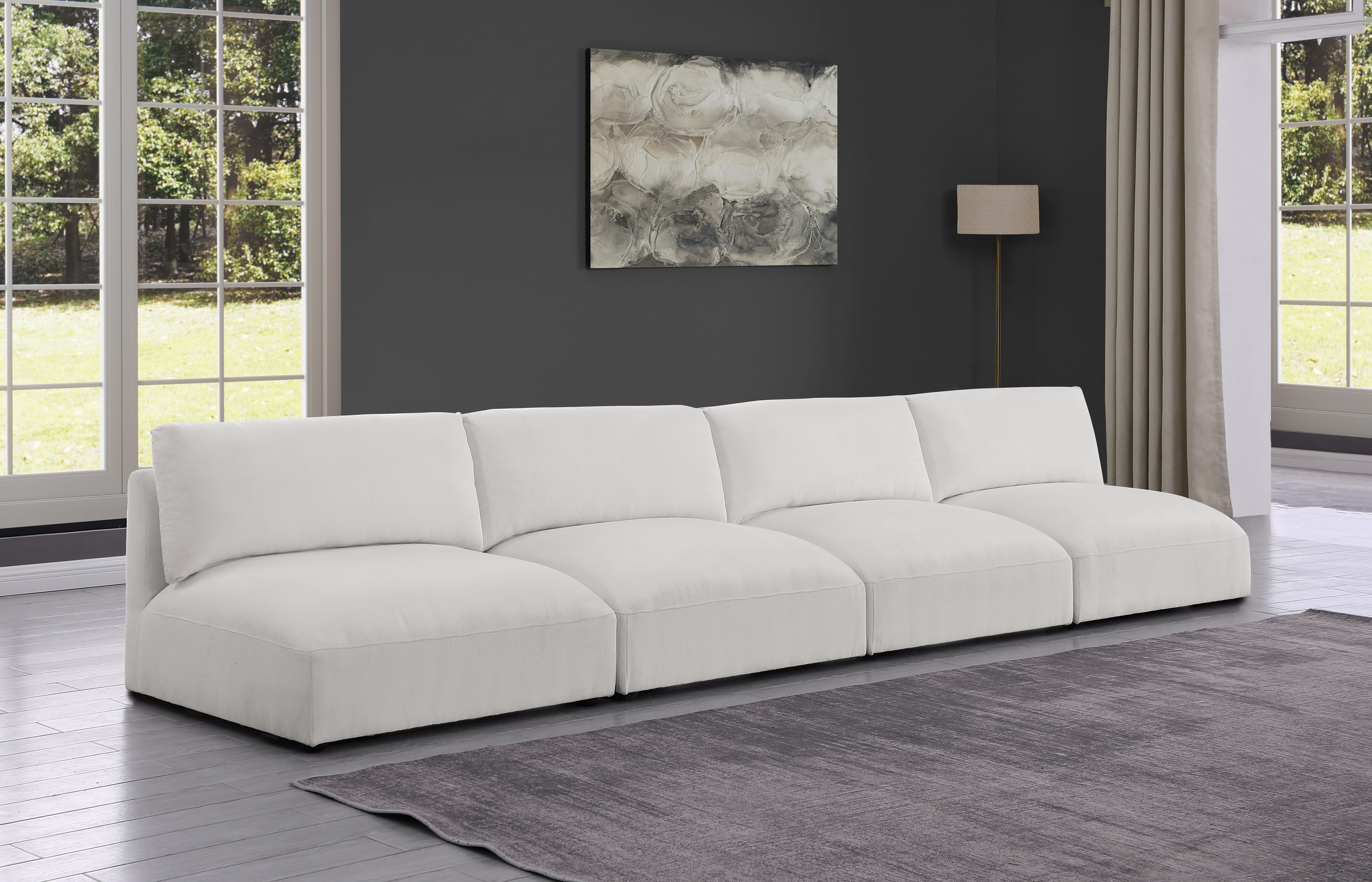 Ease - 4 Piece Modular Armless Sofa - Cream