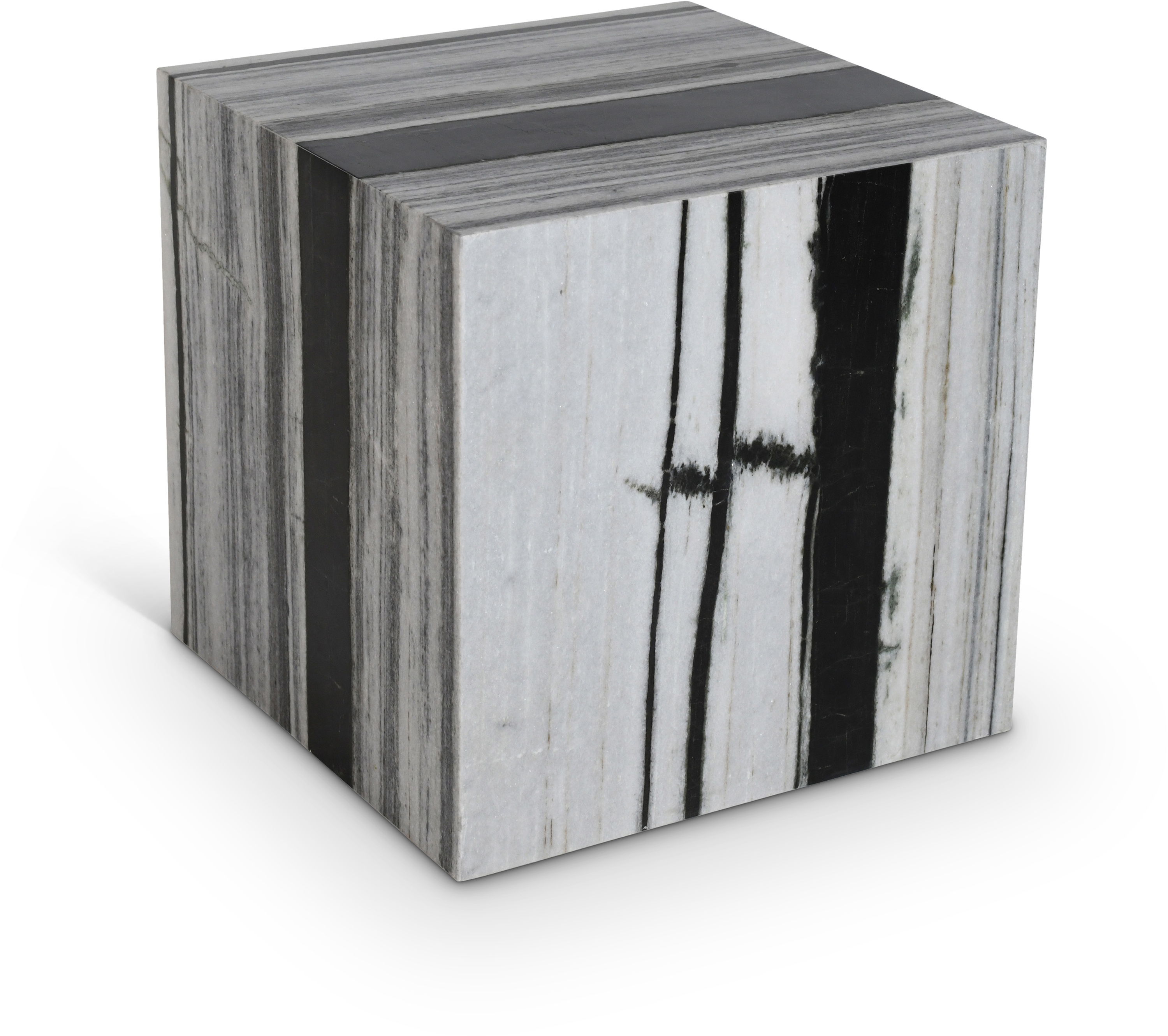 Bolzano - Marble End Table - Black / Gray