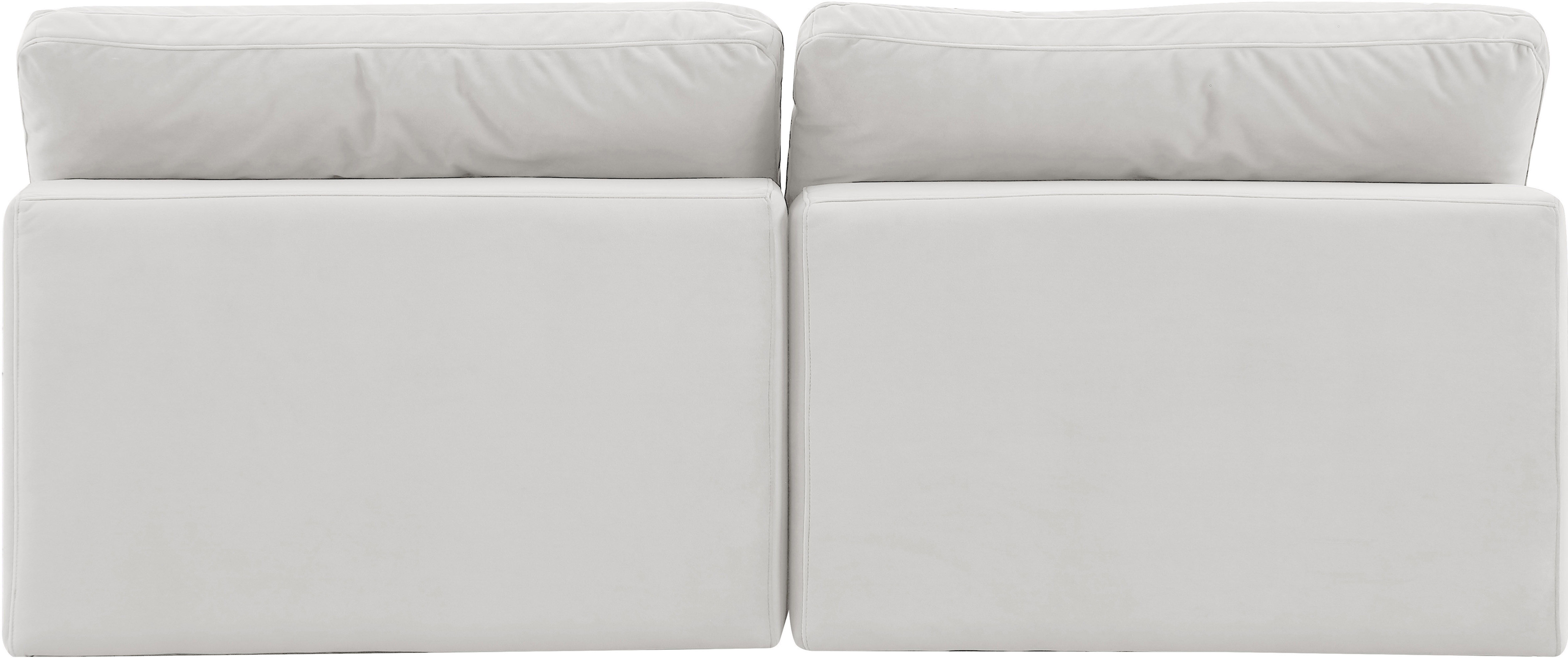 Comfy - Velvet Modular Armless Sofa 2 Pieces - White