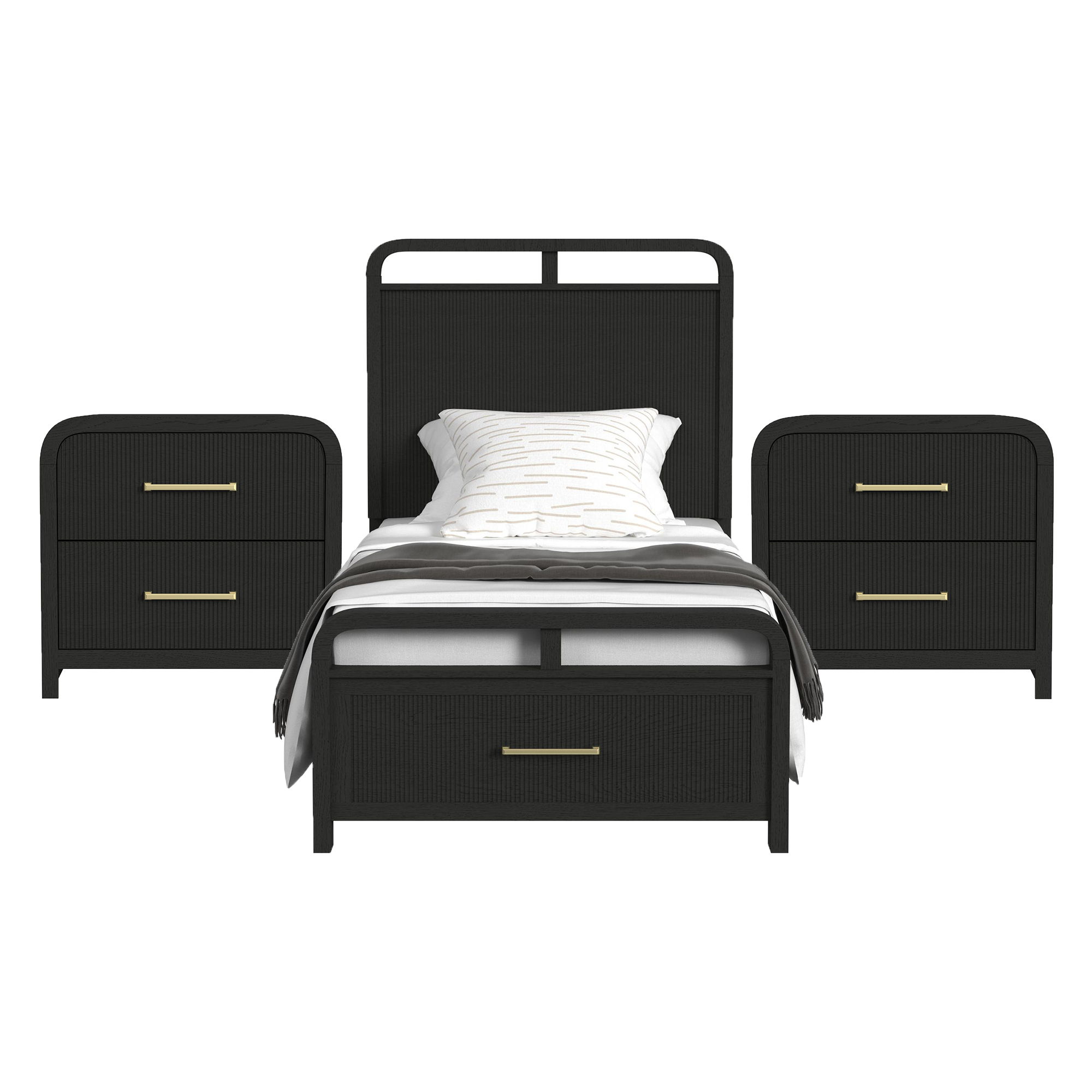 Twin · 3 Pc · Bedroom Set With 2 Nightstands