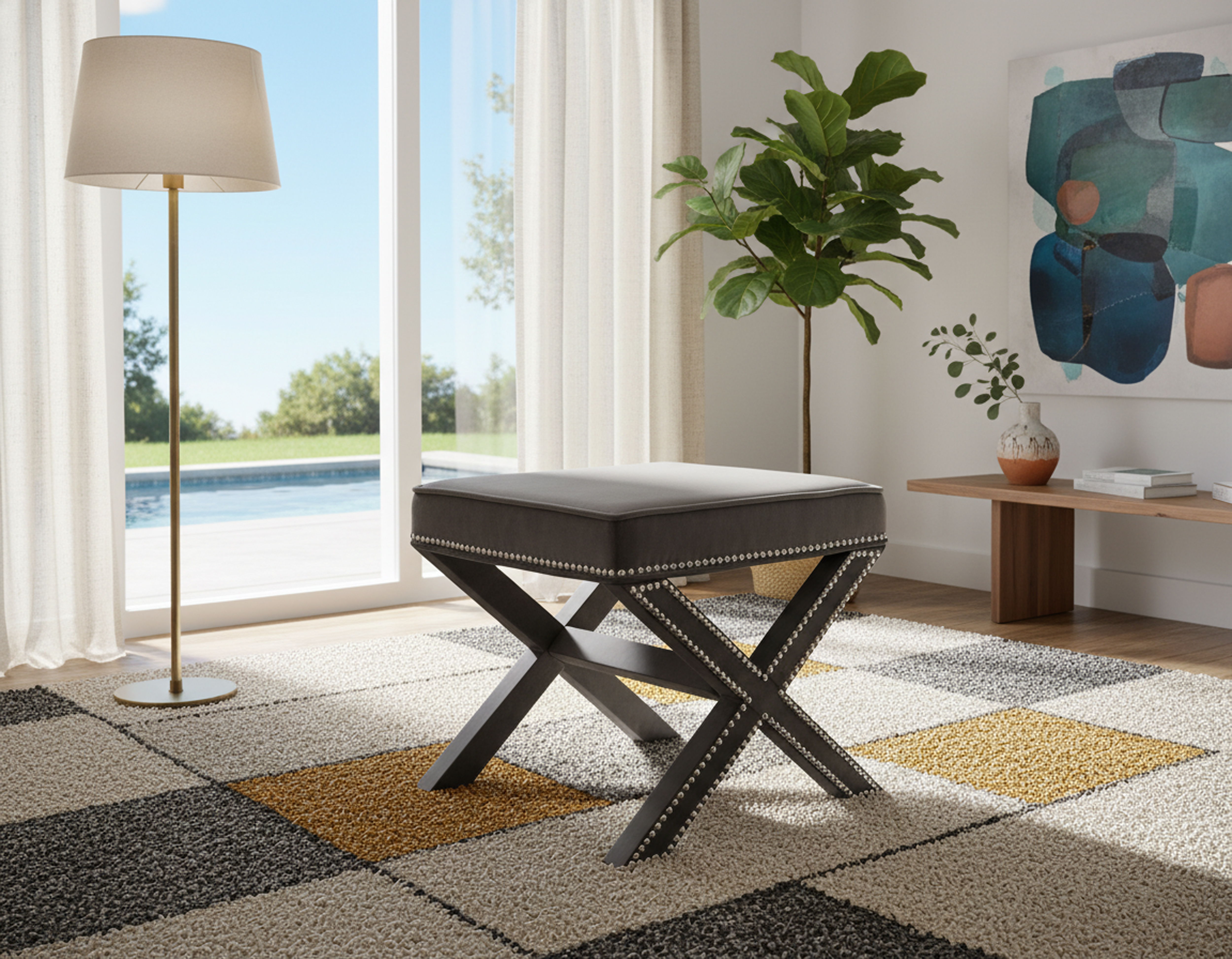 Nixon - Ottoman / Bench - Gray
