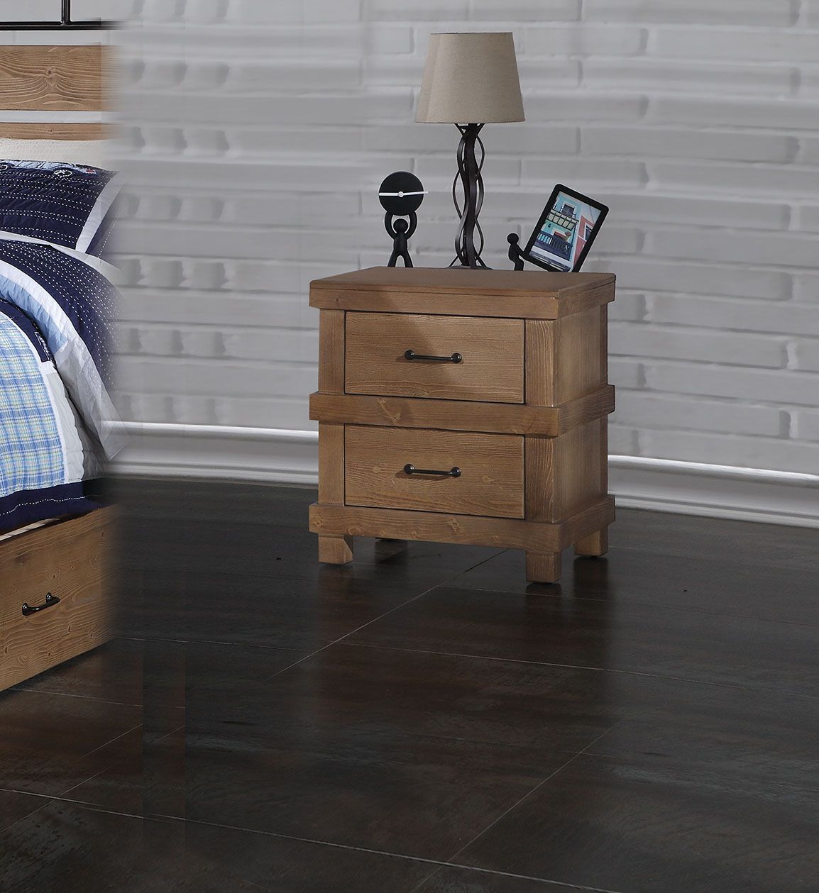 Adams - Nightstand - Antique Oak, orange