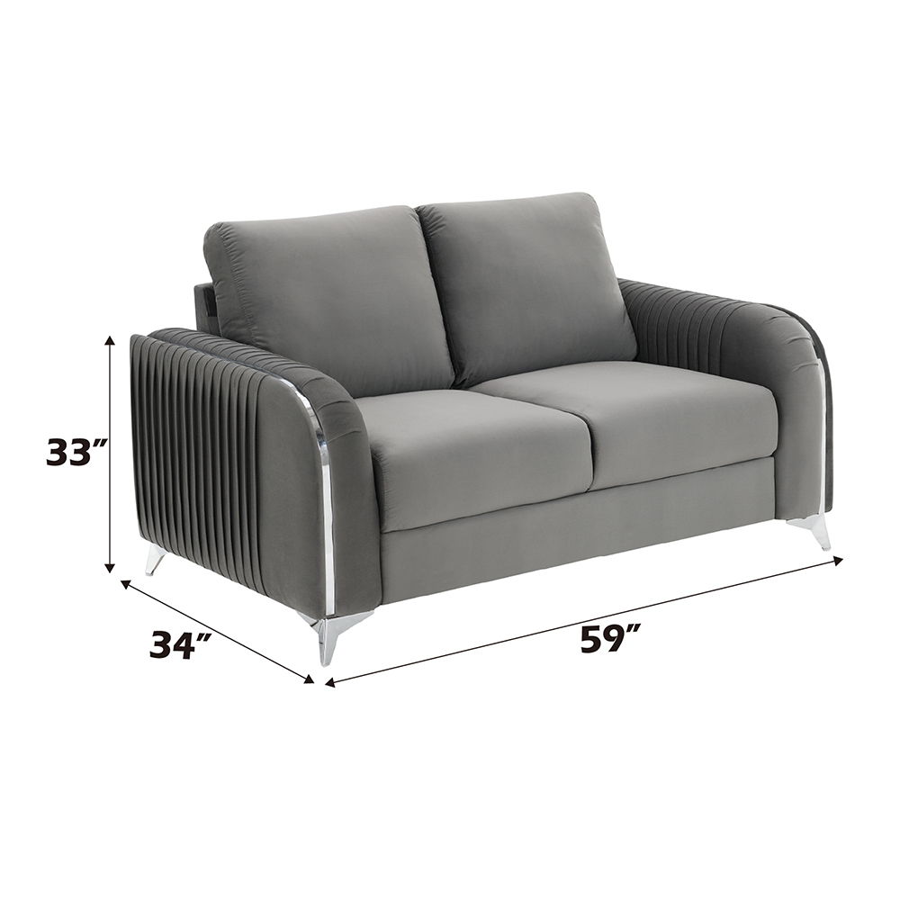 Wenona - Loveseat - Gray Velvet, gray, view 5