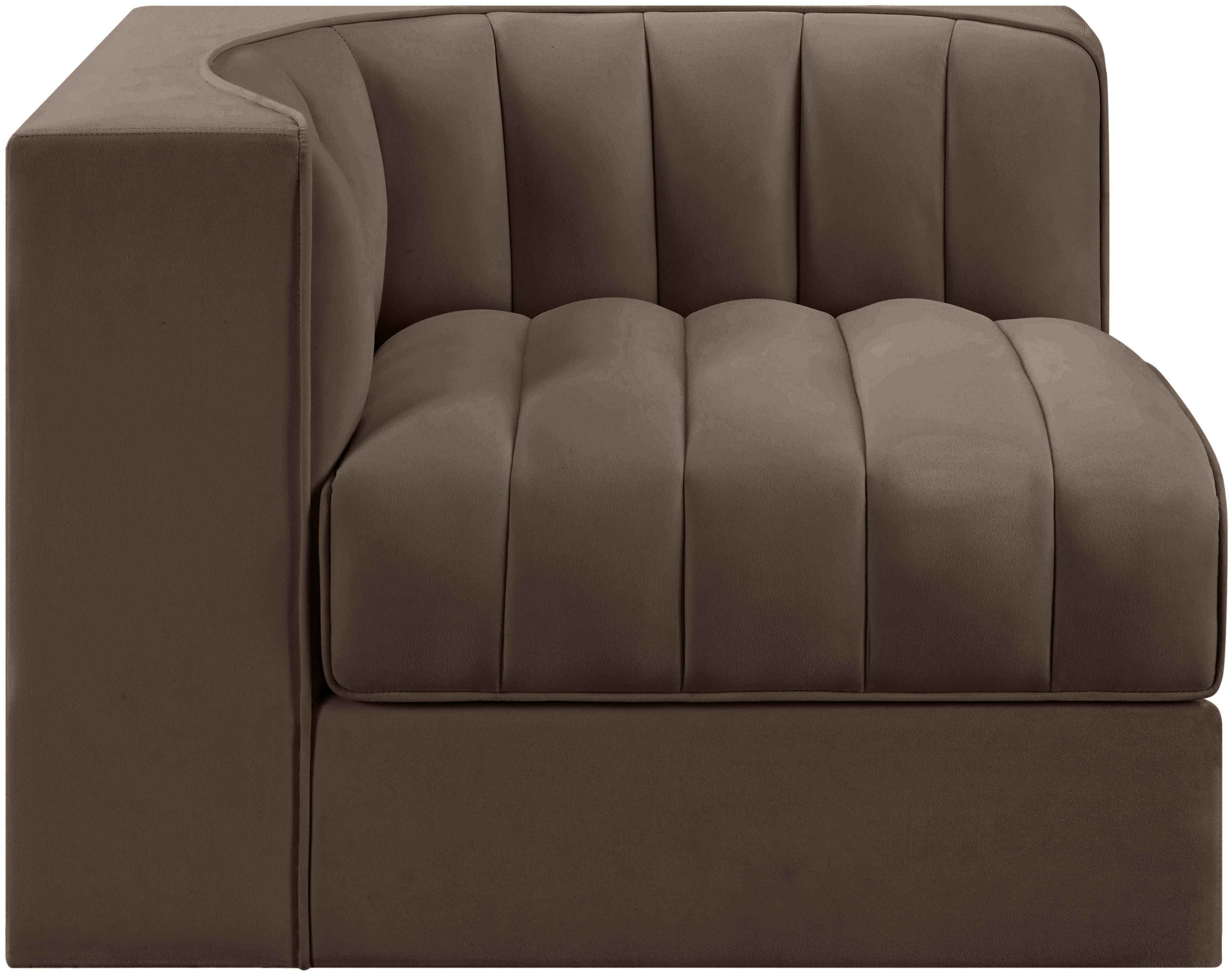 Rummi - Velvet Performance Fabric Upholstered Modular Corner Chair - Brown