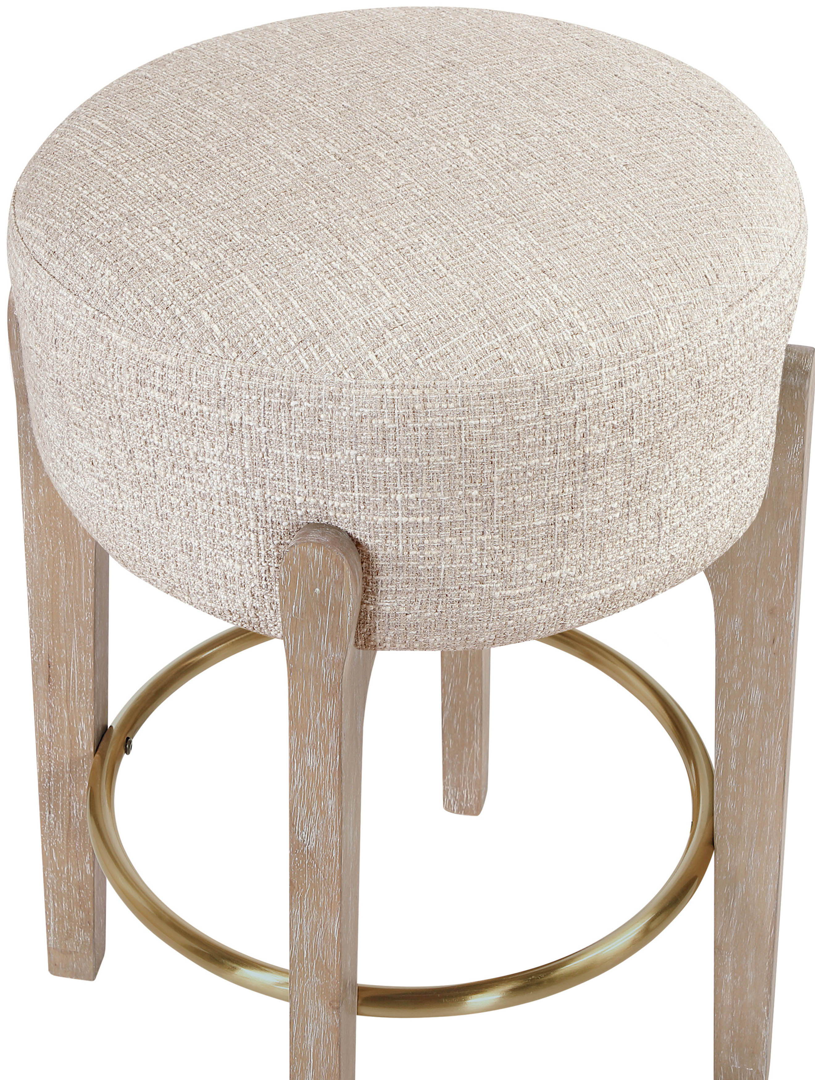 Torino - Fabric Upholstered Backless Counter Stool (Set of 2) - Beige / Brushed Natural