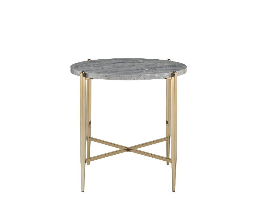Tainte - End Table - Faux Marble Top & Champagne, beige, view 2