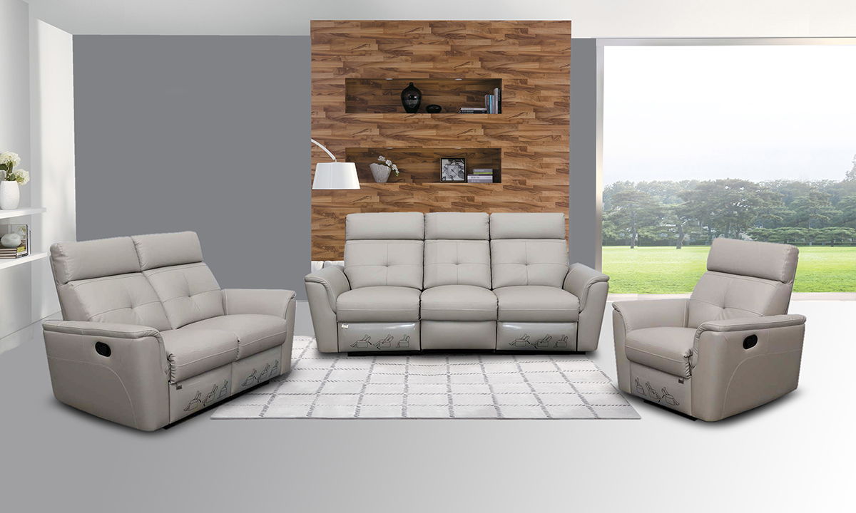 8501 - Chair With Manual Recliner - Light Gray