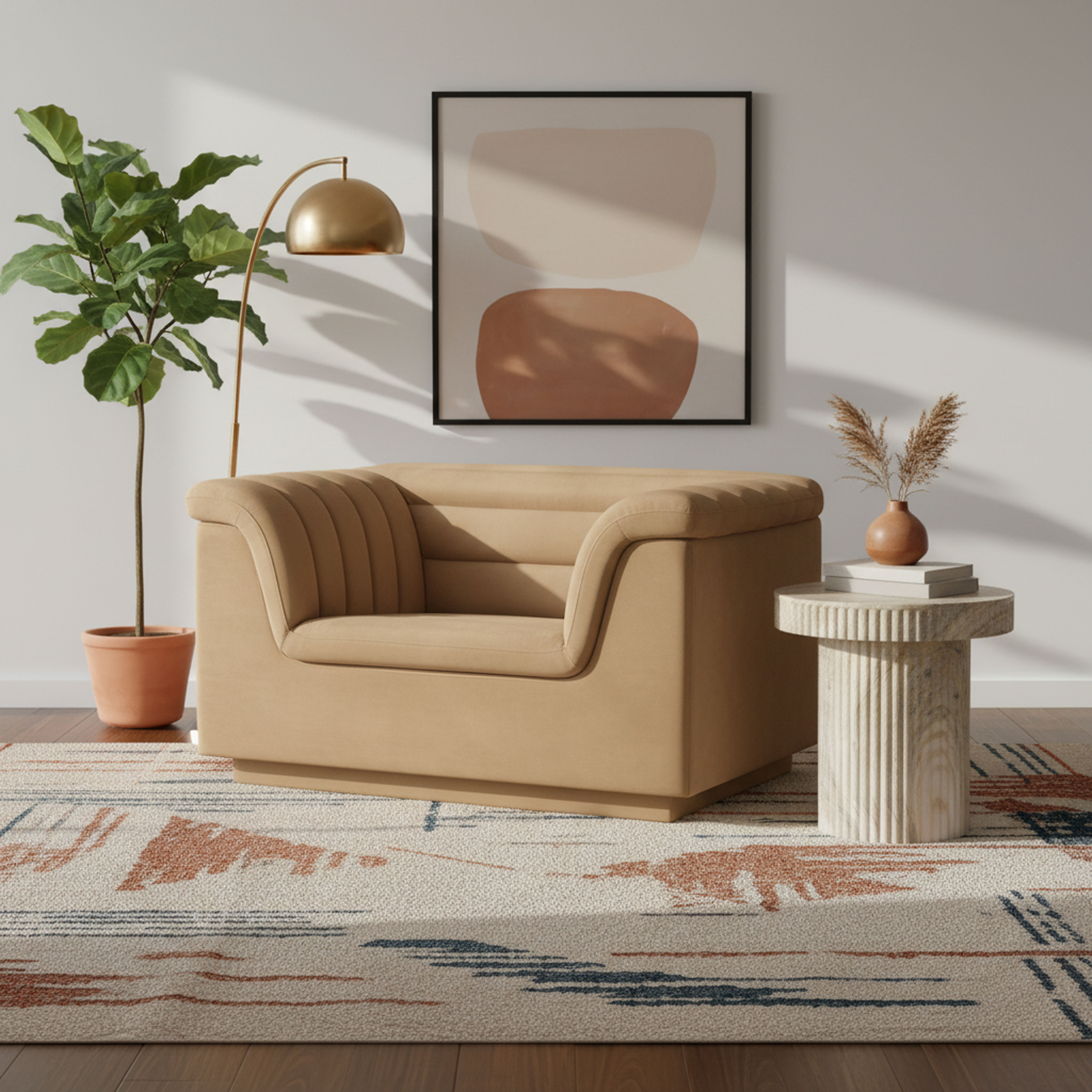 Cascade - Velvet Chair - Camel