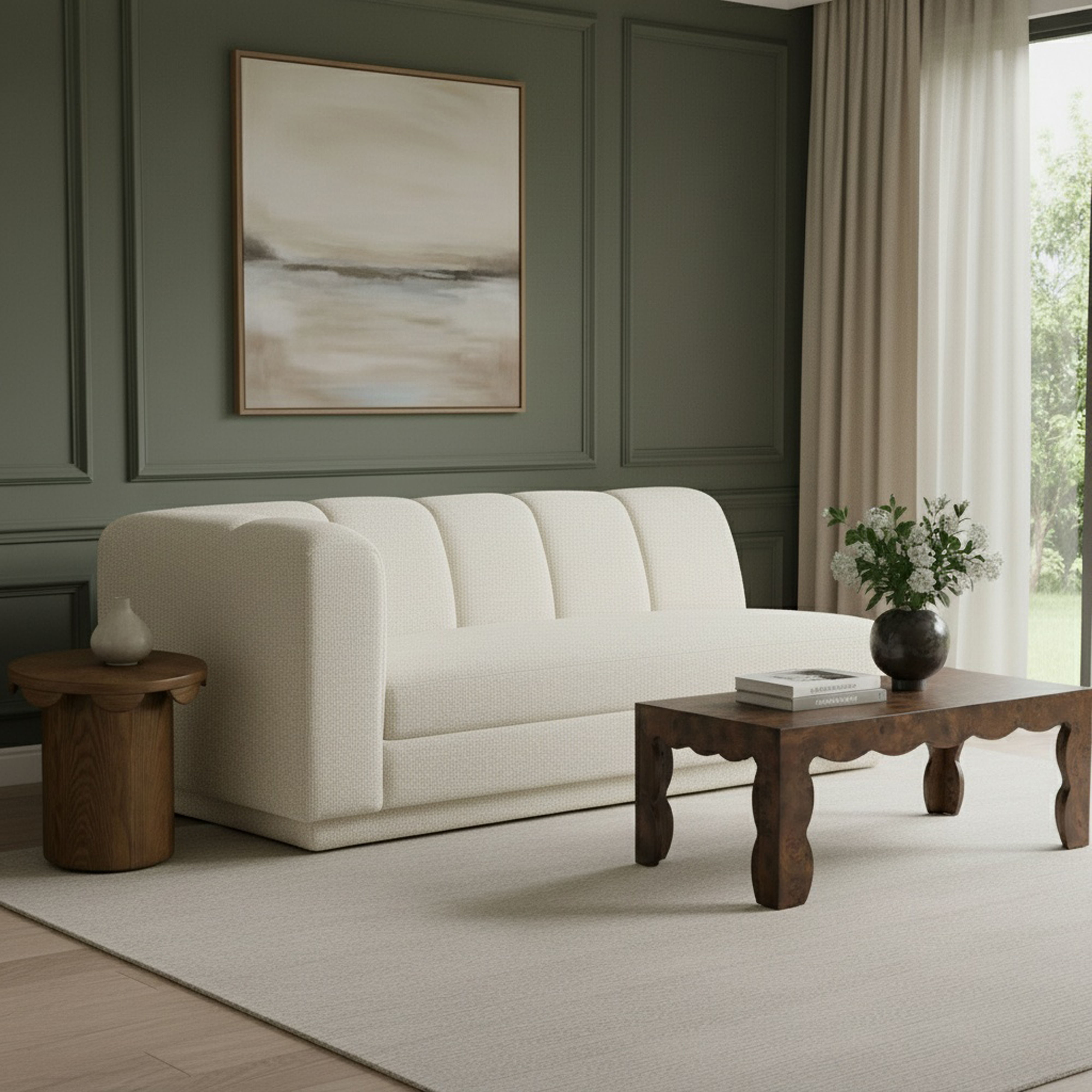 Modari - Fabric Upholstered Left Arm Sofa - Cream