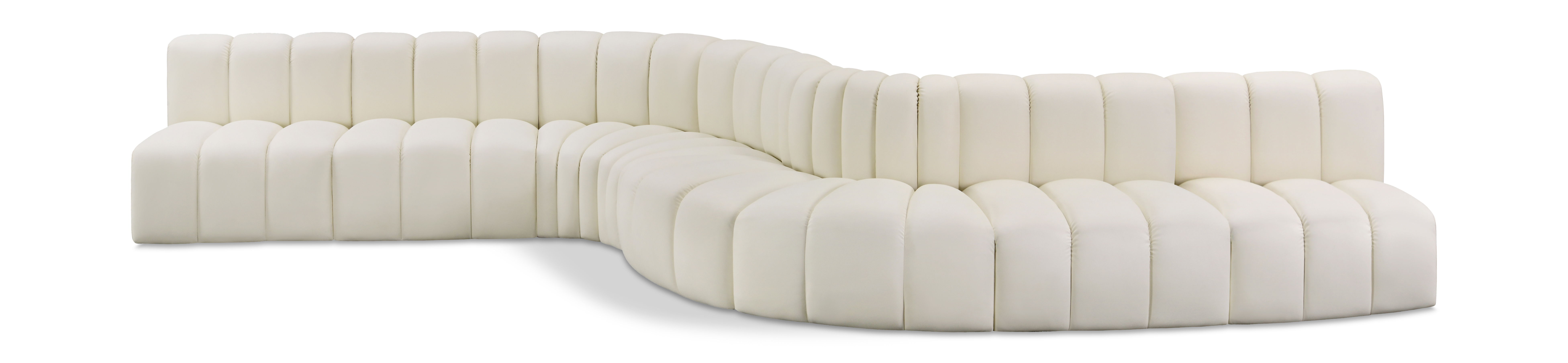 Arc - Faux Leather 8 Piece Curved Modular Sofa - Cream