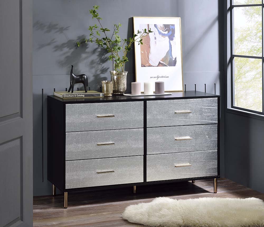 Myles - Dresser - Black, Silver & Gold, black