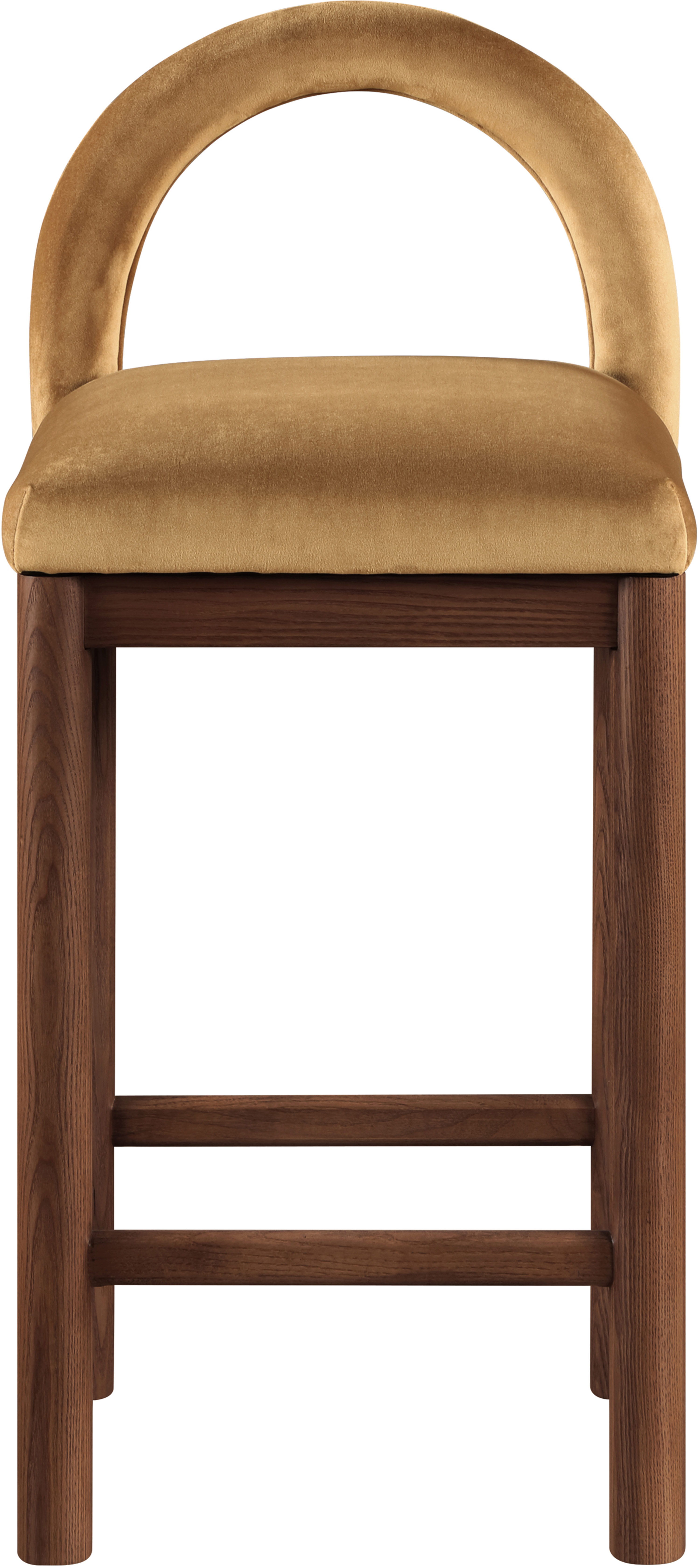 Conrad - Velvet Counter Stool With Brown Legs - Saddle