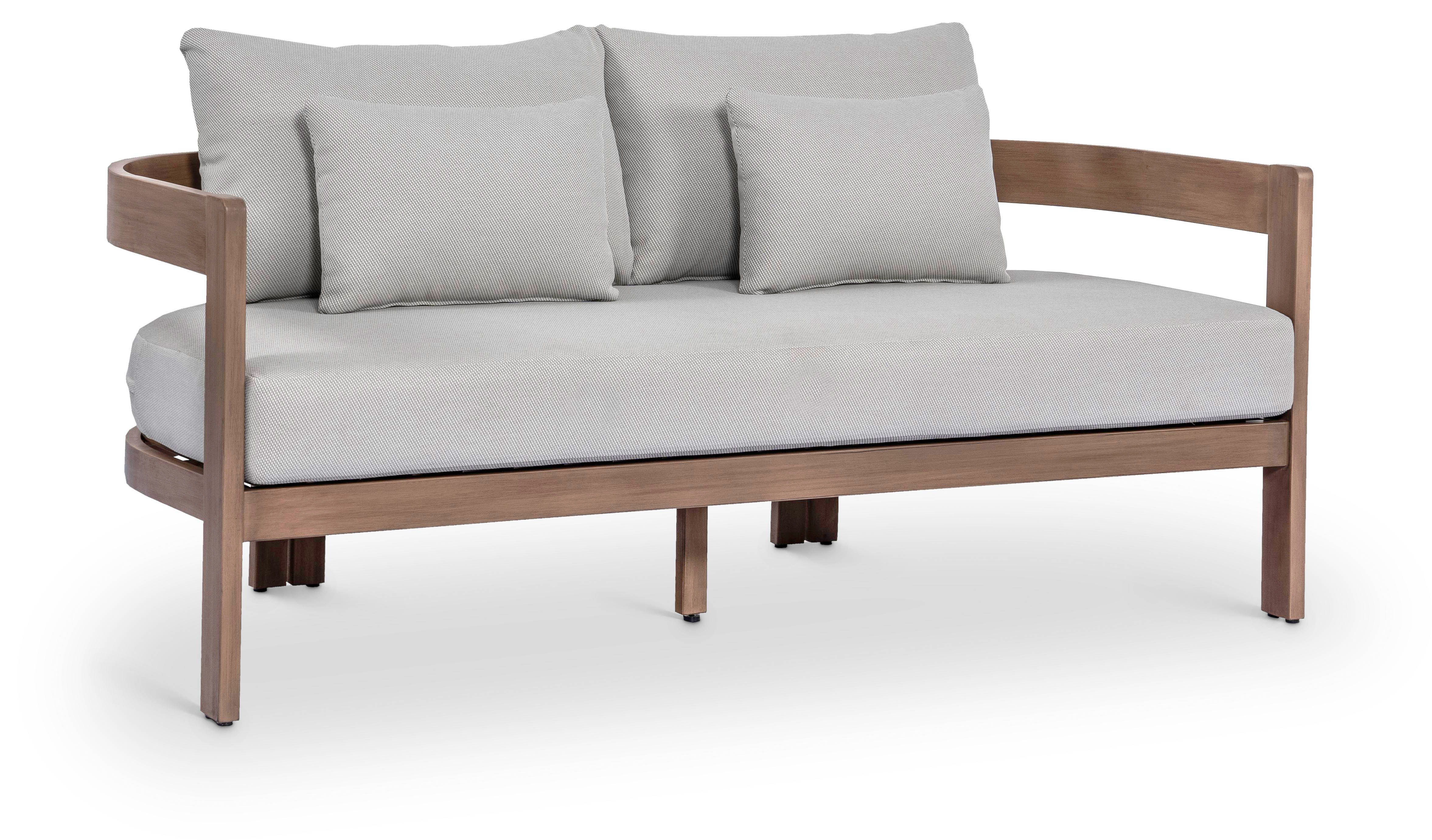 Newport - Water Resistant Fabric 65" Upholstered Outdoor Patio Loveseat - Gray