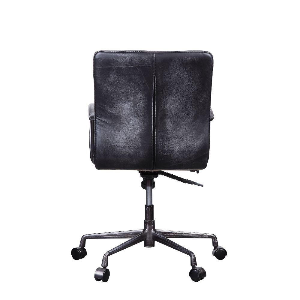 Barack - Office Chair - Vintage Black Top Grain Leather & Aluminum, black, view 3