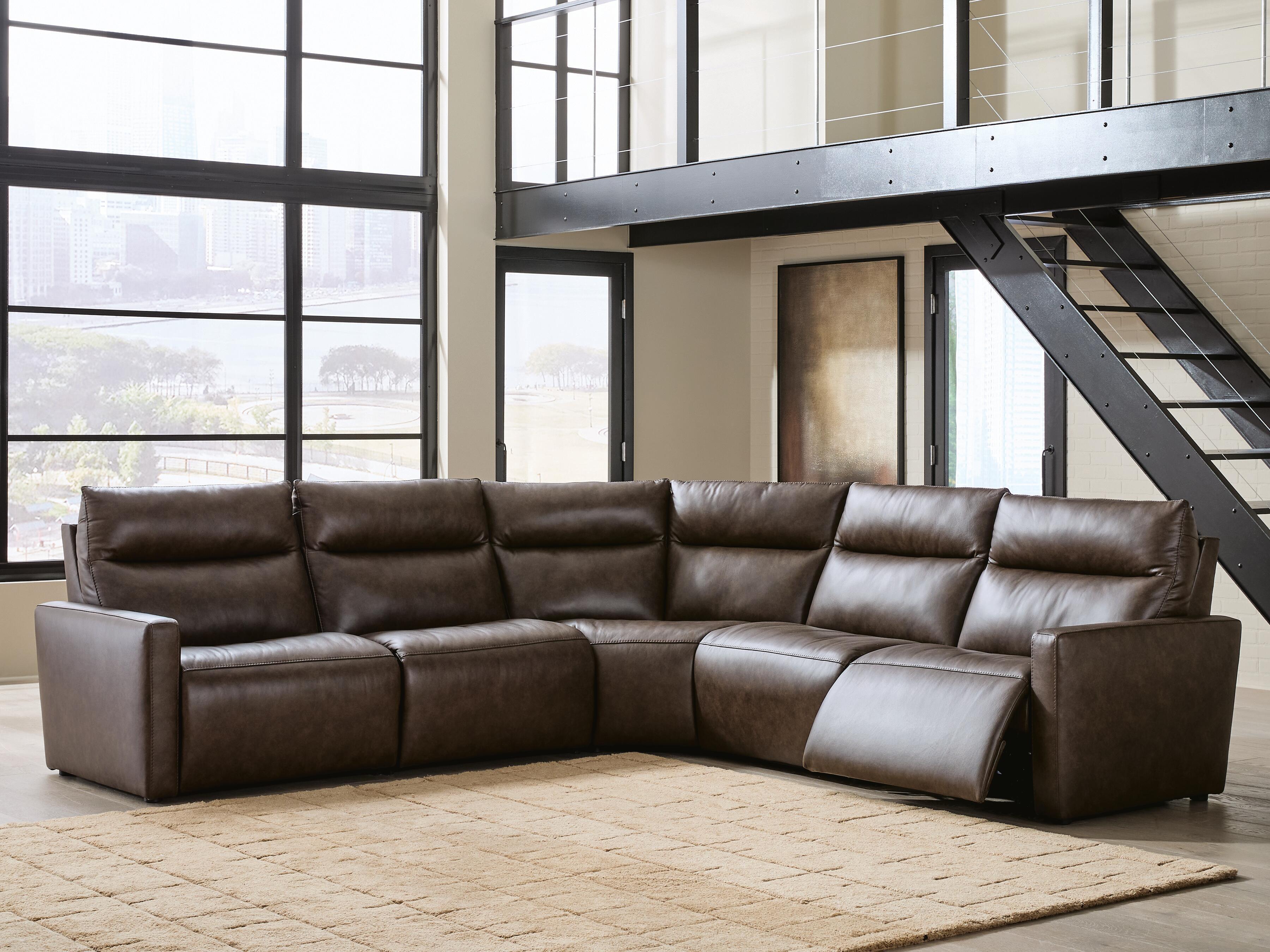 Ashley Furniture ModZ - 5-Piece Power Reclining Sectional With 2 Armless Chairs - Chocolate - Image 2